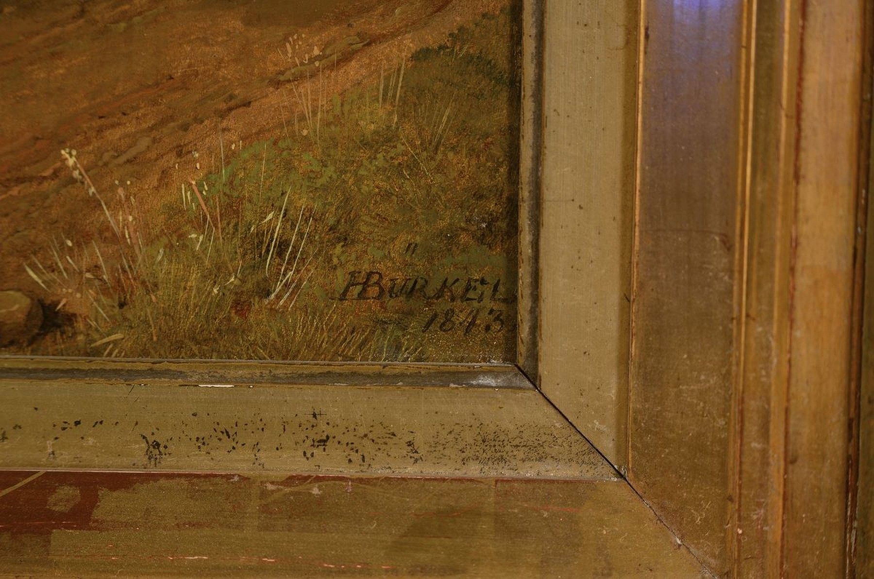 Detail a: Heinrich Bürkel 1802 Pirmasens-1869 München, Öl/Lwd, typische italienische Landschaft mit Rasthof und reicher Personenstaffage, diese insich ...