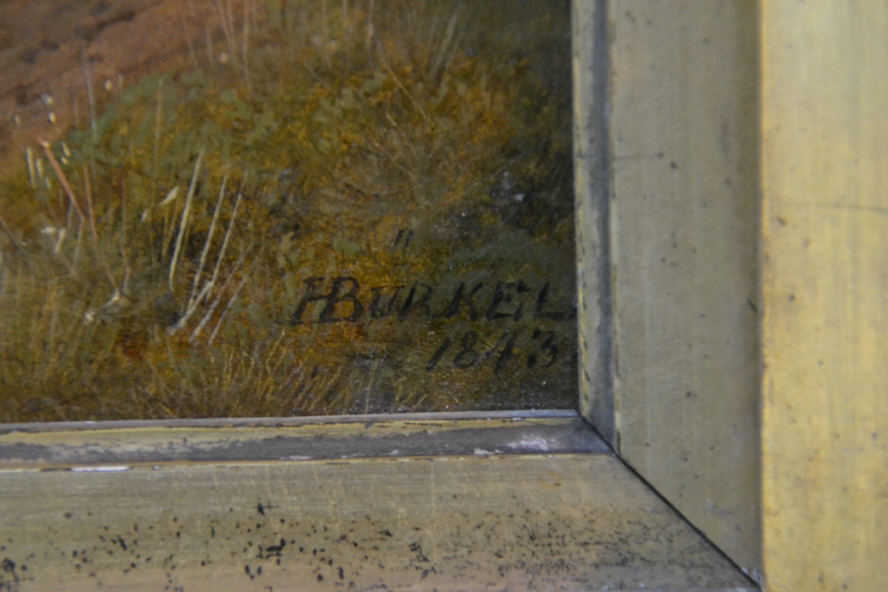 Detail d: Heinrich Bürkel 1802 Pirmasens-1869 München, Öl/Lwd, typische italienische Landschaft mit Rasthof und reicher Personenstaffage, diese insich ...