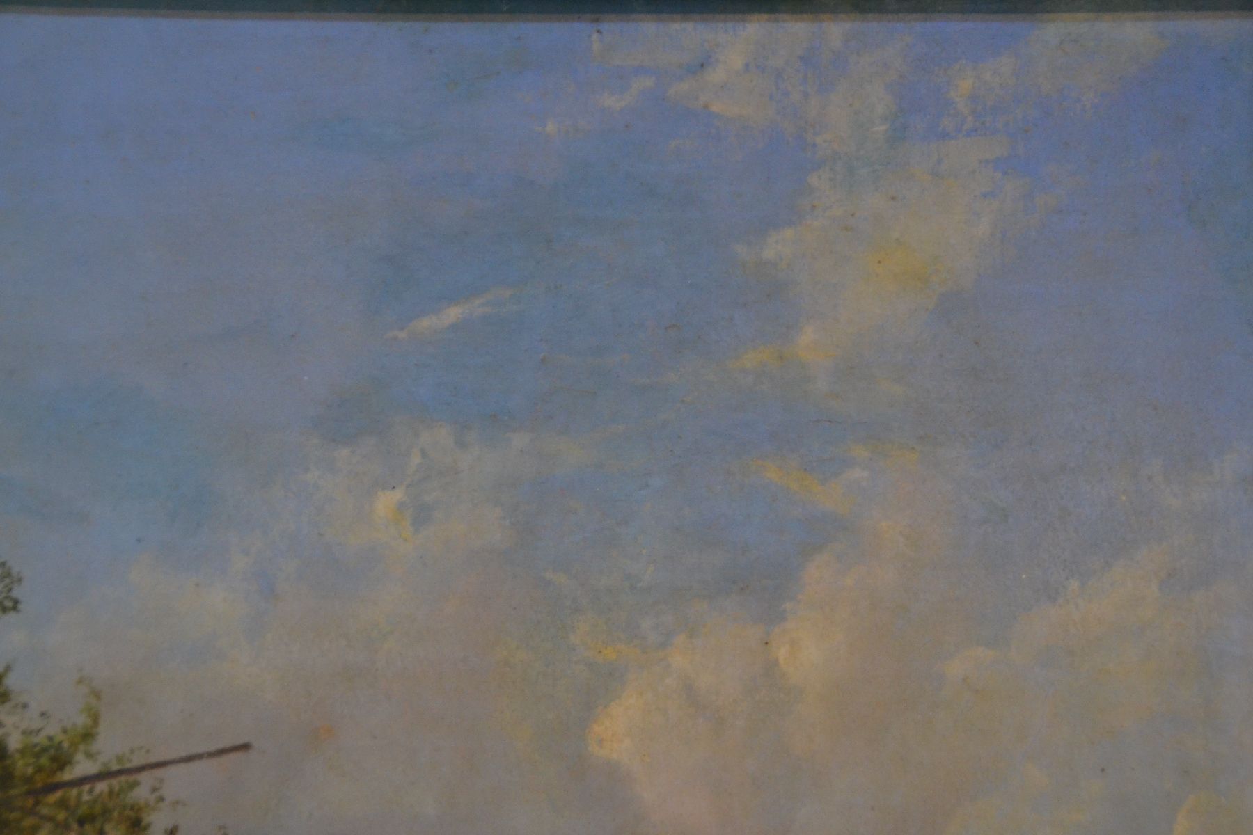 Detail j: Heinrich Bürkel 1802 Pirmasens-1869 München, Öl/Lwd, typische italienische Landschaft mit Rasthof und reicher Personenstaffage, diese insich ...