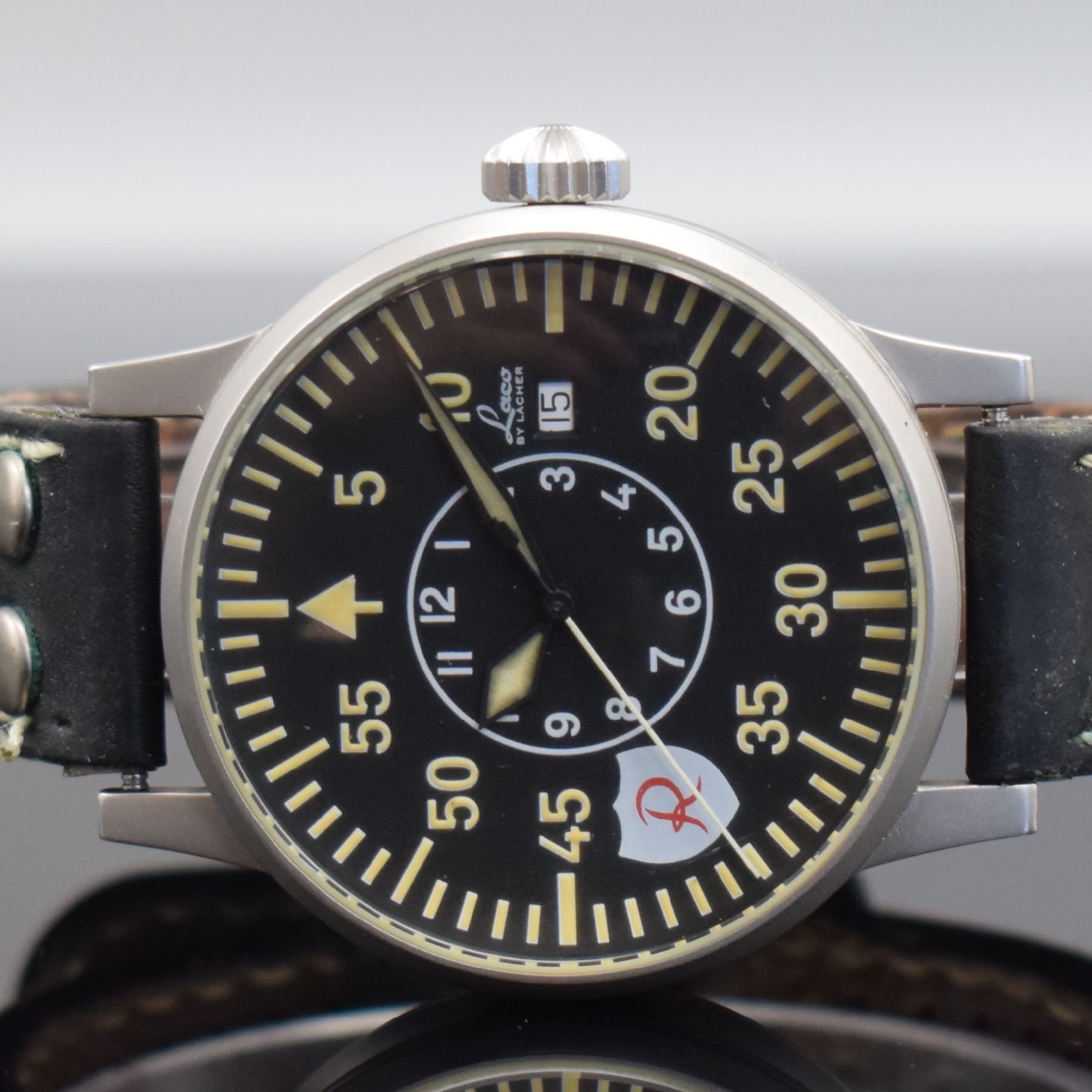 Detail a: LACO limitierte Fliegeruhr "Richthofen", Deutschland um 2010, Automatik, auf 500 Stück limitiertes Sondermodell in Edelstahl, beids. ...