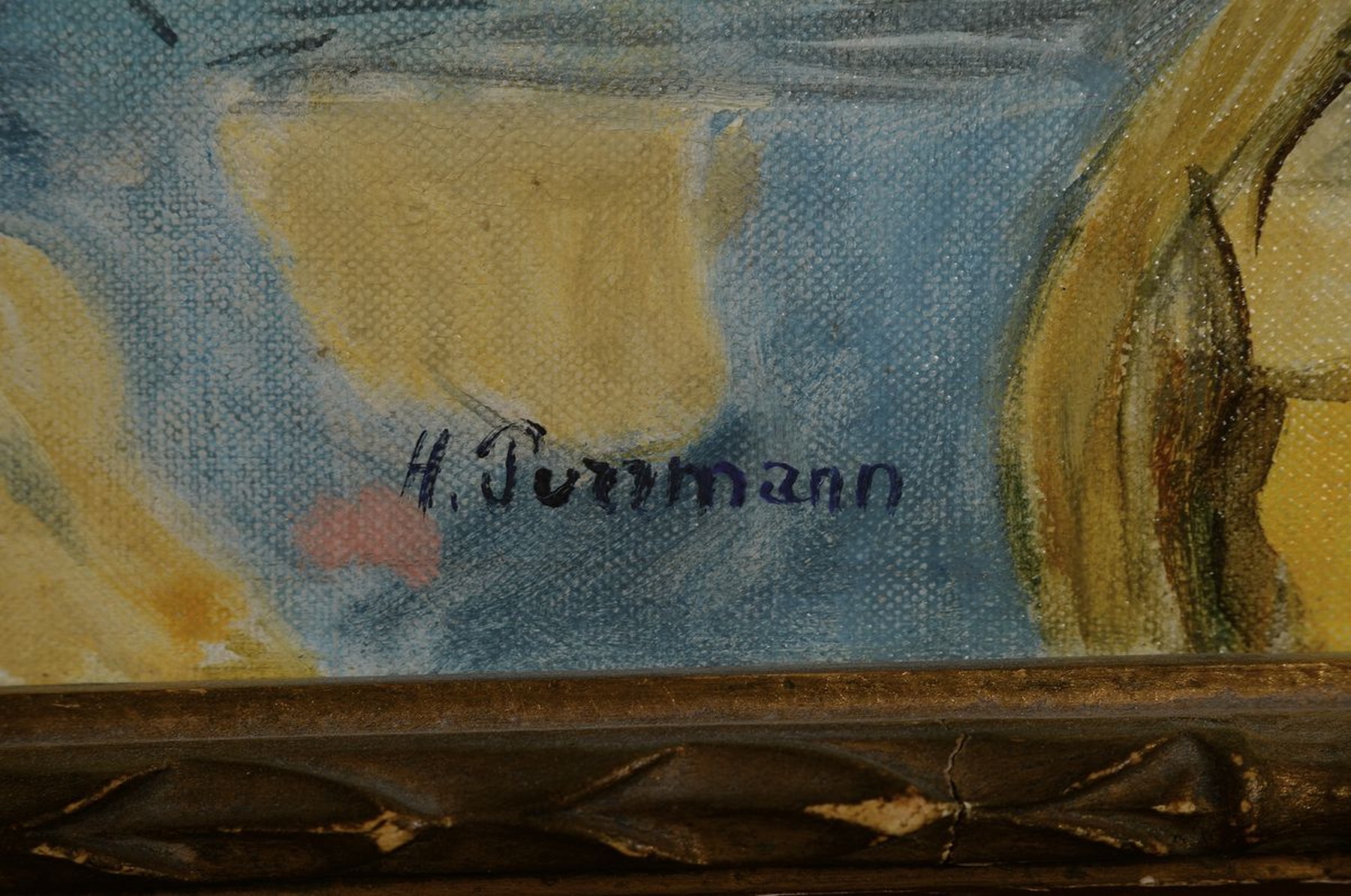 Detail c: Hans Purrmann, 1880 Speyer - München 1966, "Anemonen" Stillleben, um 1930/35, Öl/Lwd., re. u. handsigniert, ca. 67 x 56 cm Rahmen l. ...
