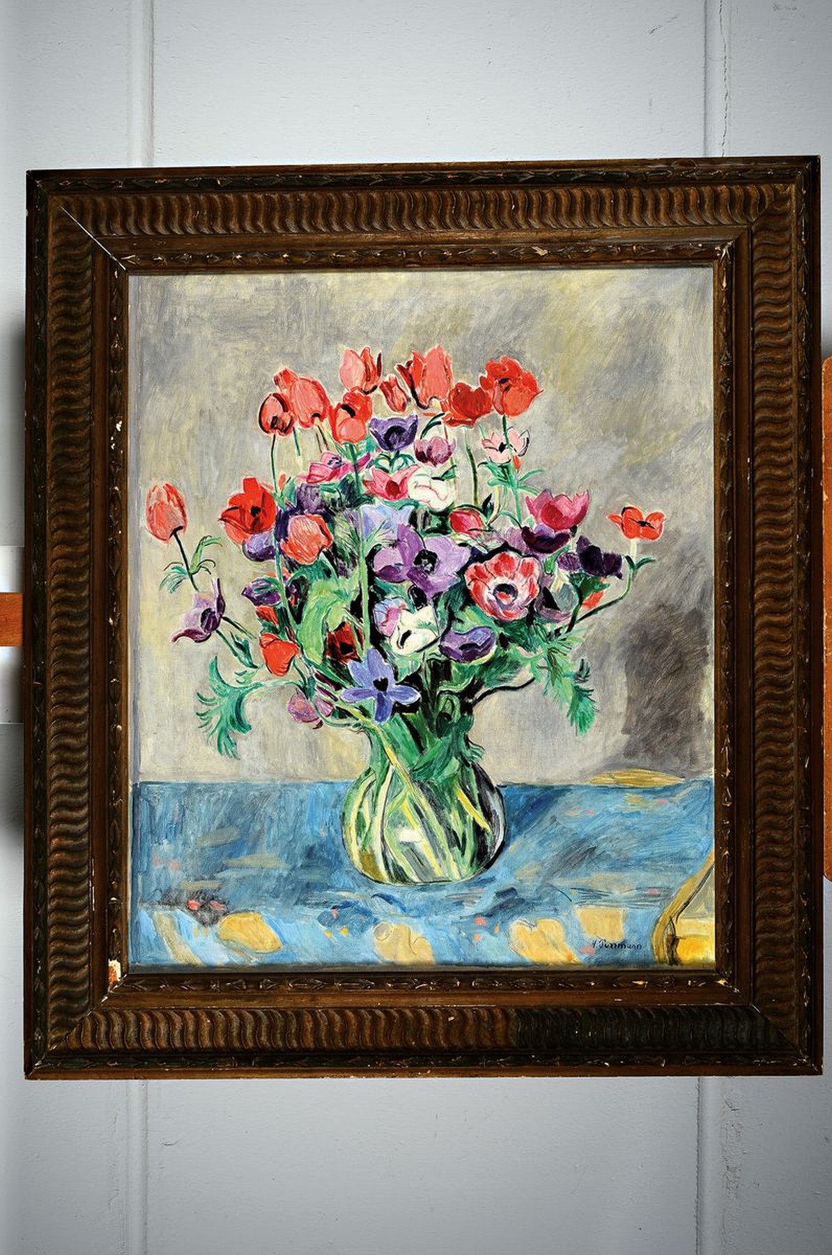 Detail k: Hans Purrmann, 1880 Speyer - München 1966, "Anemonen" Stillleben, um 1930/35, Öl/Lwd., re. u. handsigniert, ca. 67 x 56 cm Rahmen l. ...