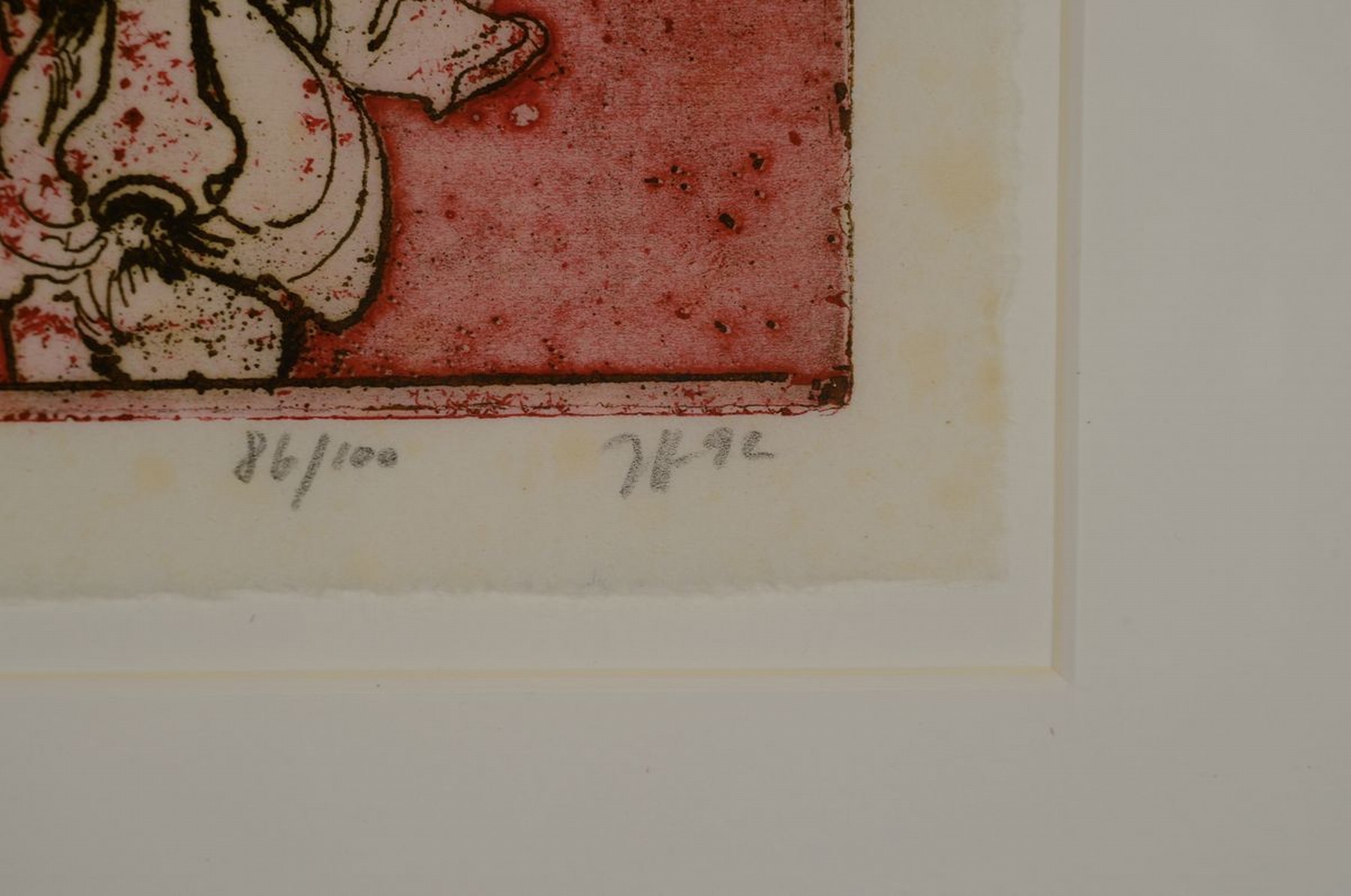 Detail c: Horst Janssen, 1929 - 1995, Farbradierung von 2 Platten, Titel: Eva Maria Lüpfert , Vorzugsausgabe zu "Der Foliant", handsigniert und num. ...