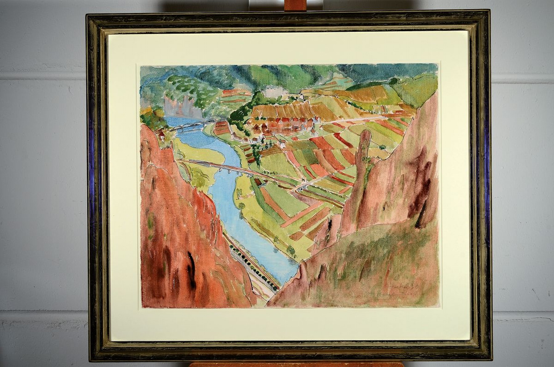 Detail k: Erich Heckel, 1883 - 1970,, Aquarell und Tuschefeder auf Velin, "Nahelandschaft", re. u. signiert und dat. Heckel 30 und betitelt, mit ...