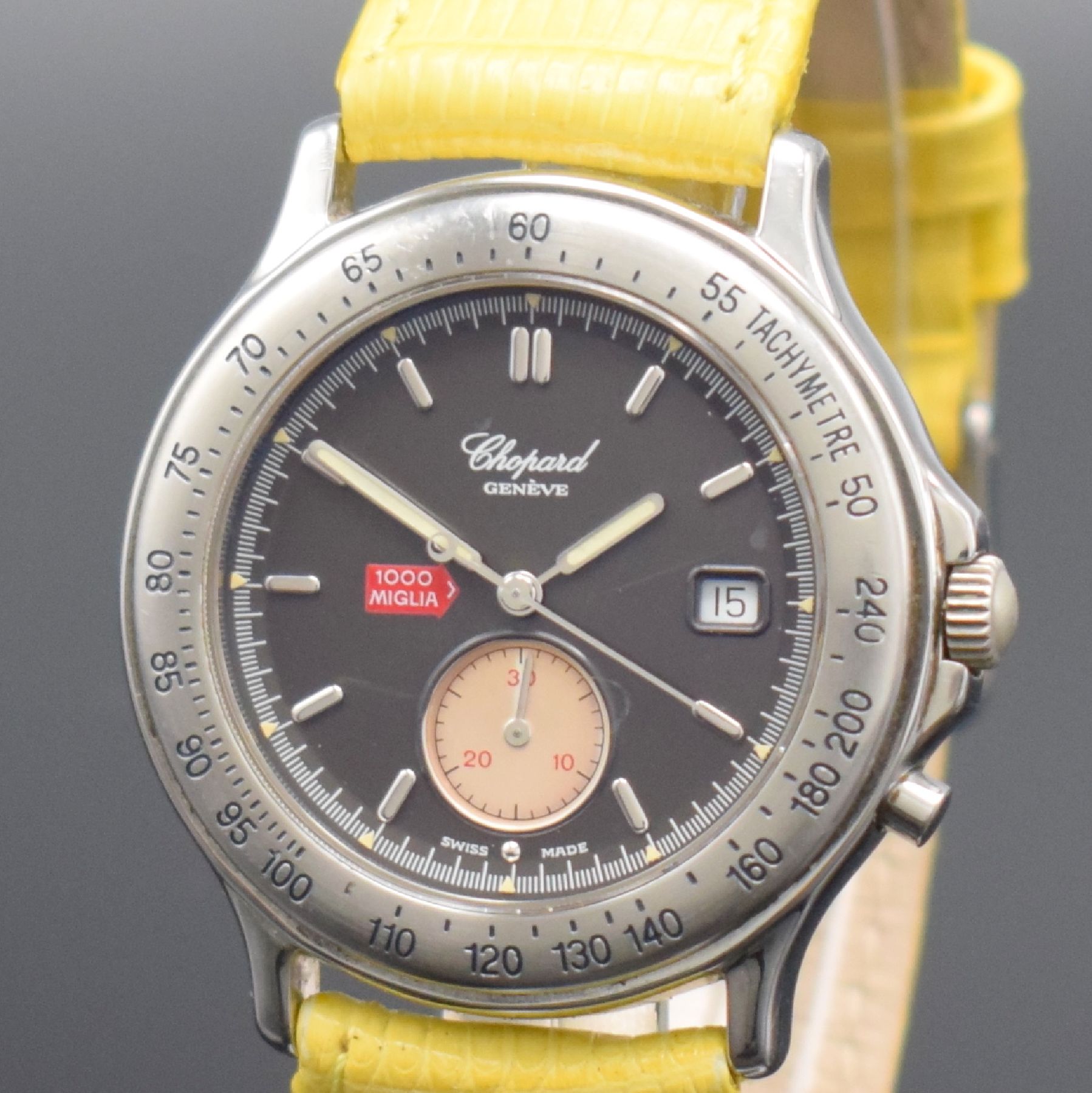 Detail c: CHOPARD Eindrückerchronograph Mille Miglia Referenz 16/8182, Schweiz um 1991, Edelstahlgeh., Boden & Krone verschr., quarz, Anz. v. Std., Min., ...