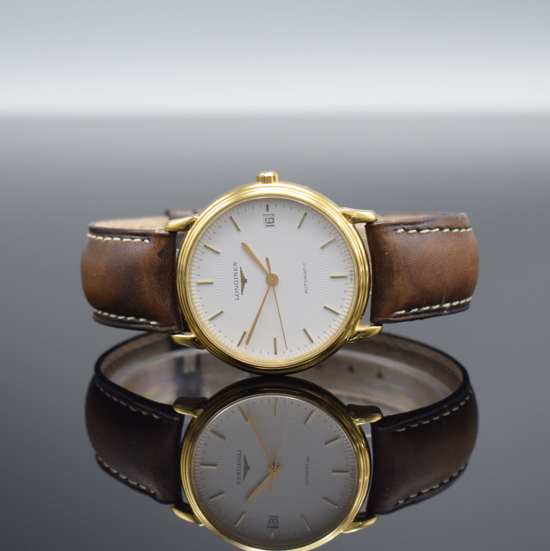 LONGINES Armbanduhr Les Grandes Classiques Referenz L4 678 2, Automatik, Schweiz um 2000, verg. Edelstahlgeh. inkl. Lederband m. orig. Dornschl., ...