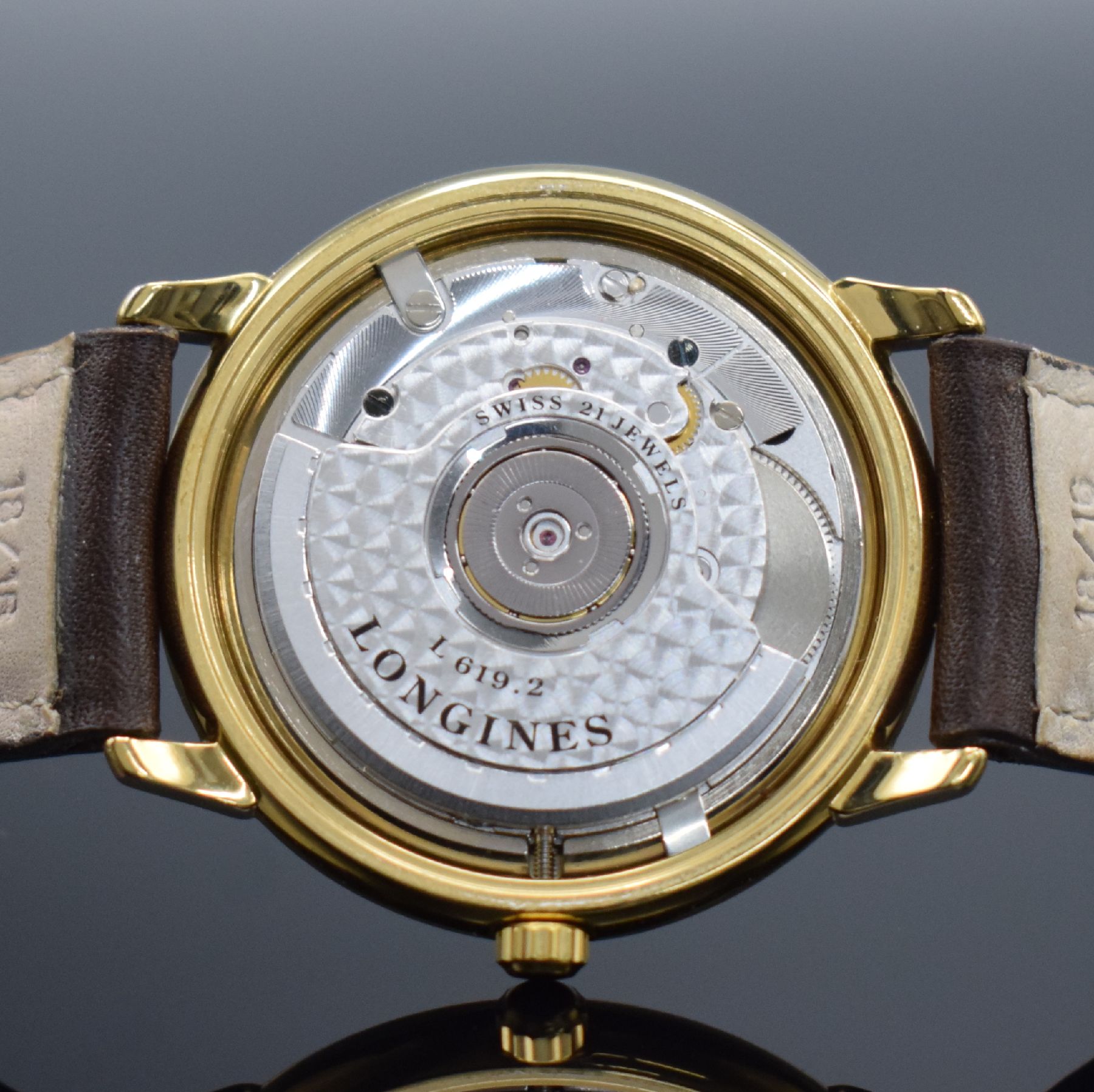 Detail g: LONGINES Armbanduhr Les Grandes Classiques Referenz L4 678 2, Automatik, Schweiz um 2000, verg. Edelstahlgeh. inkl. Lederband m. orig. Dornschl., ...