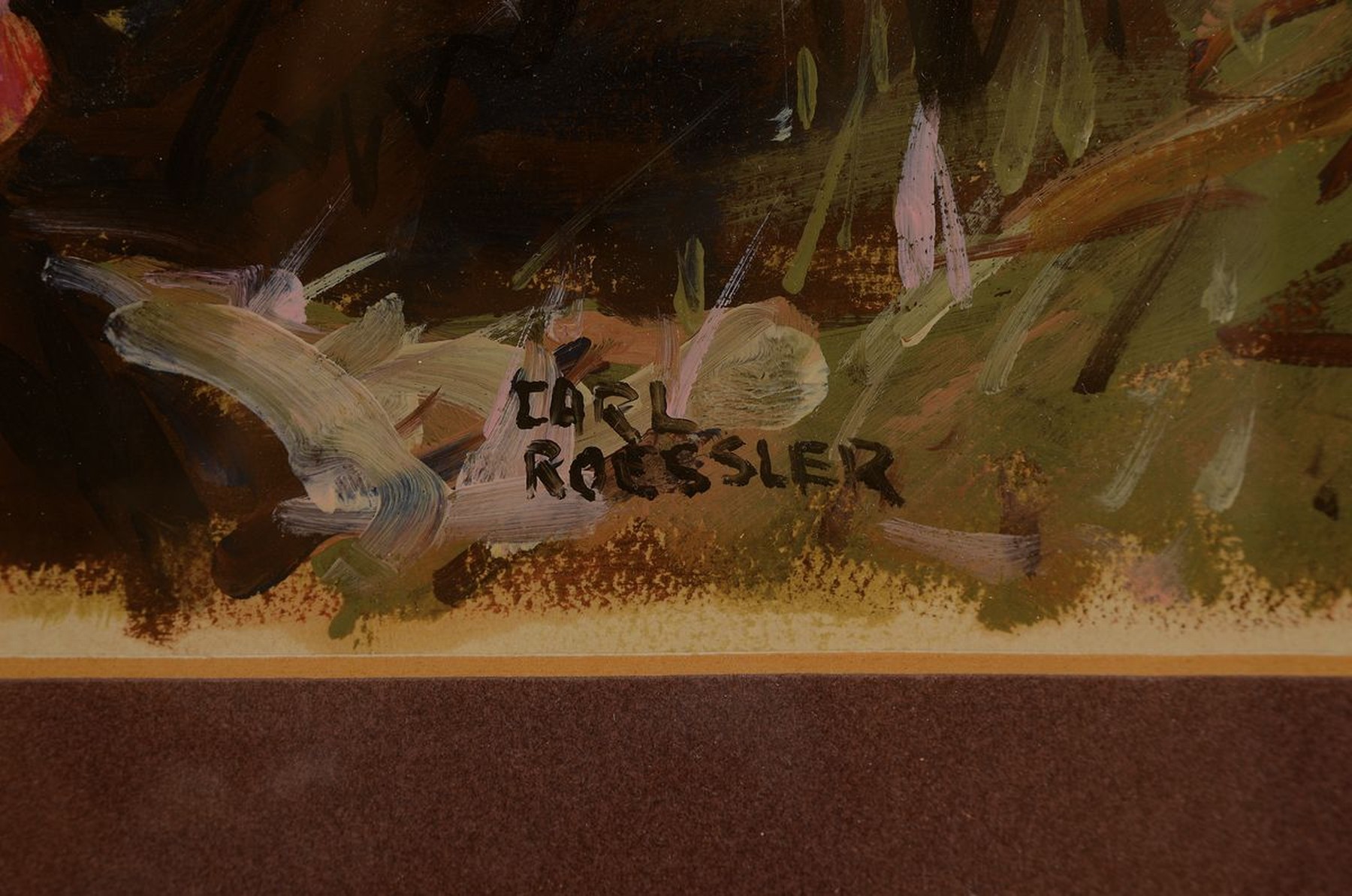 Detail a: Carl Roessler, 1877 Pilsen-1943 Los Angeles, Blumenstillleben mit rosafarbenen Blüten, rechts unten signiert, Öl/Karton, unter PP u. Glas gerahmt, ...