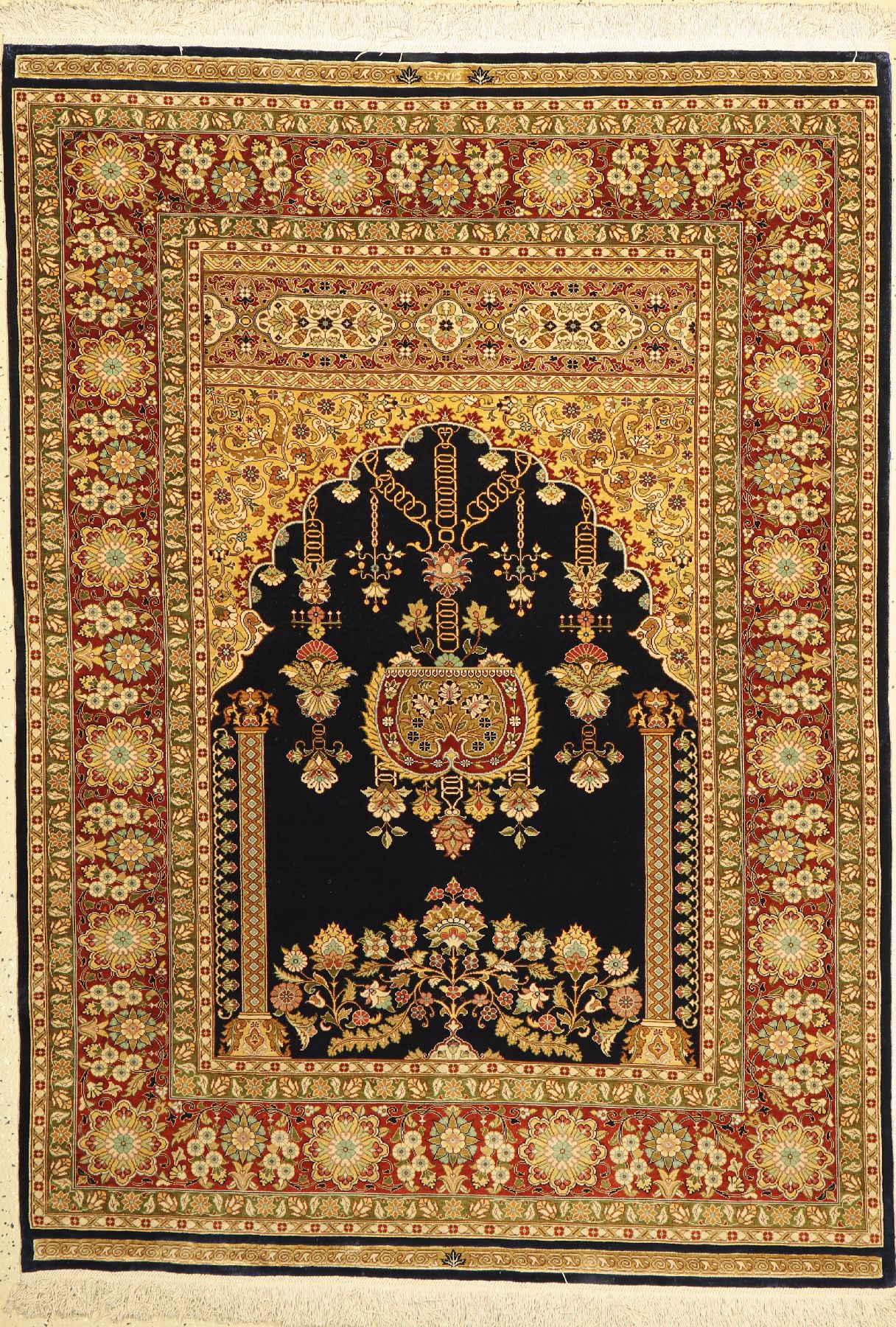 Hereke Seide fein, Signiert(Cinar), Türkei,ca. 50 Jahre, reine Naturseide, ca. 172 x 123 cm, EHZ: 2
