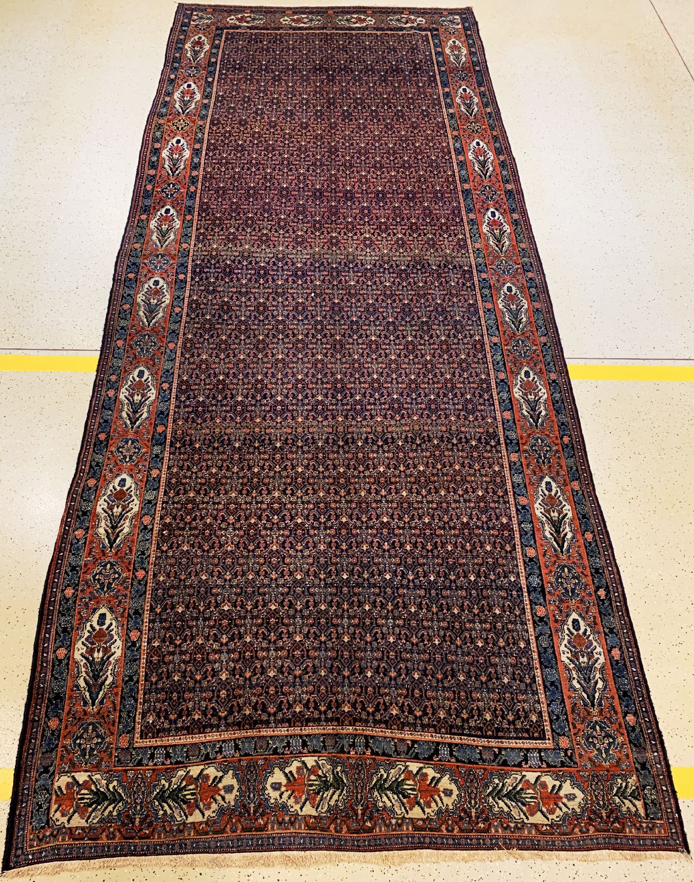 Antiker Senneh Kelley, Persien, um 1910, Wolle auf Baumwolle, ca. 586 x 226 cm, EHZ: 2-3
