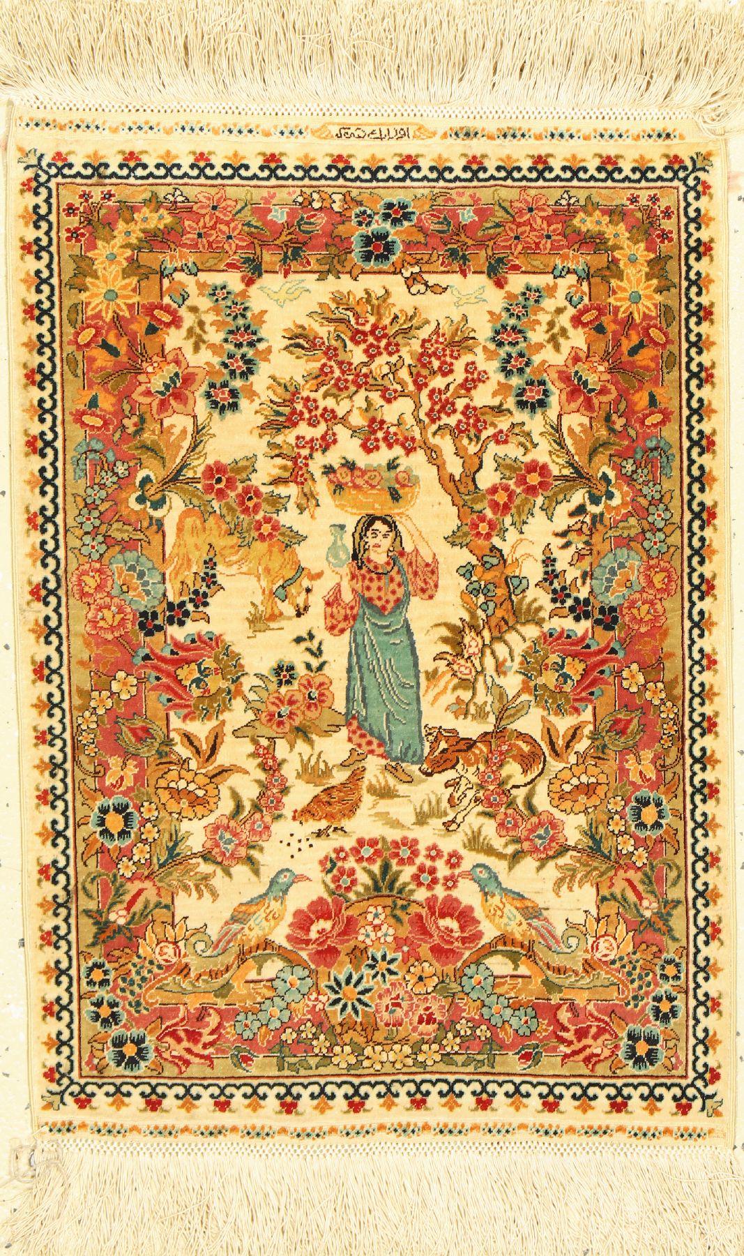Hereke Seide fein(13 x 13), Signiert(Özipek), Türkei, ca. 50 Jahre, reine Naturseide, ca. 53 x 37 cm, ca. 1,7 Mio. Kn/qm, EHZ: 2