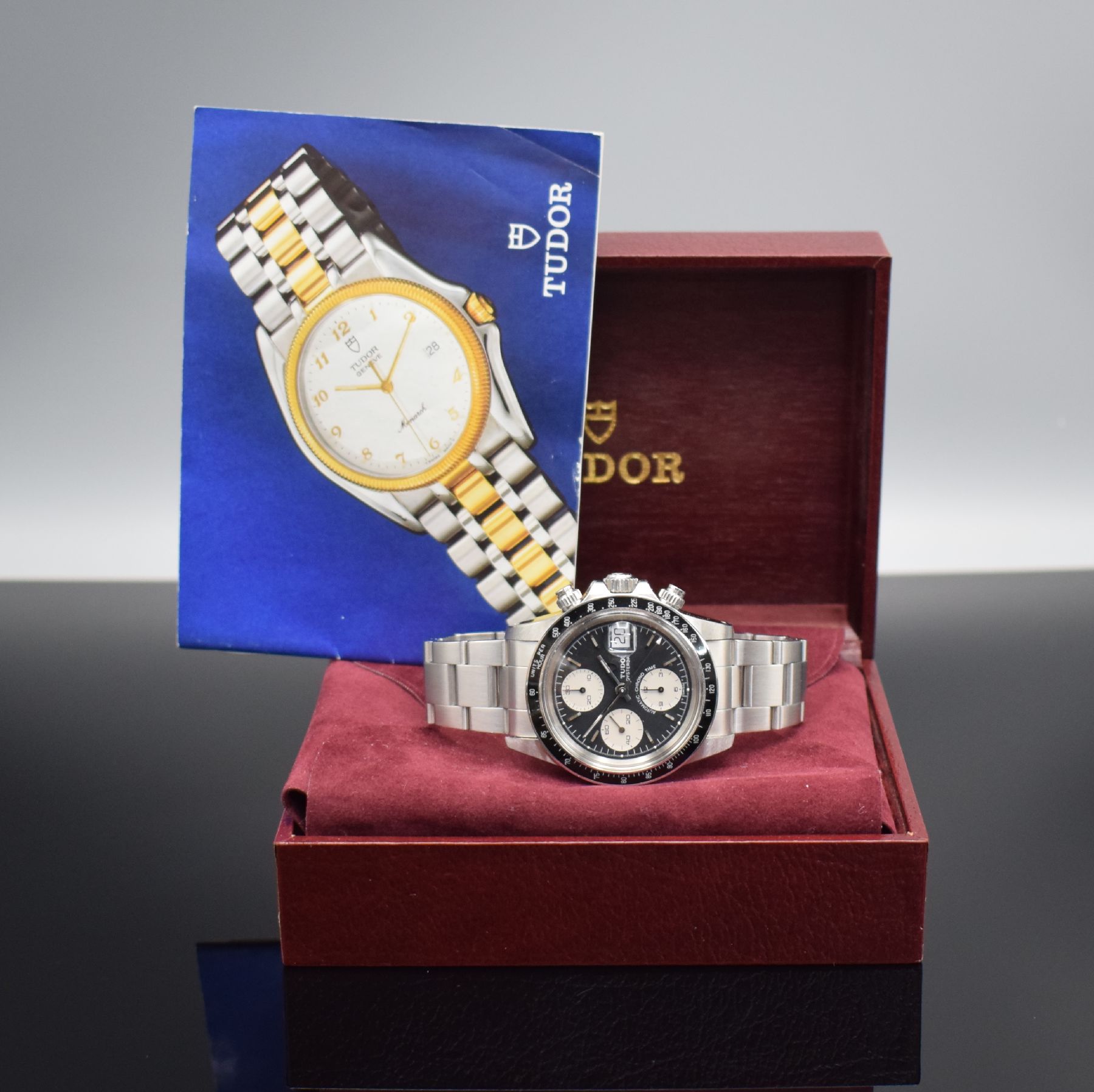 Detail e: TUDOR Oysterdate Armbandchronograph Chrono- Time "Big Block" Referenz 79160 mit original Etui & Papieren, Automatik, massives orig. Rolex ...