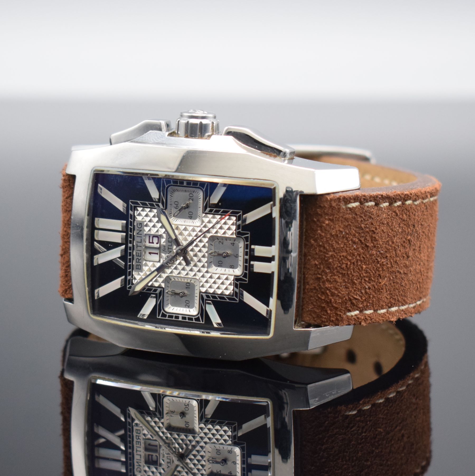 Detail b: BREITLING for Bentley Armbandchronograph Flying B Referenz A44365-1012, Automatik, Chronometer in Edelstahl inkl. neutr. Lederband, Boden 8-fach ...