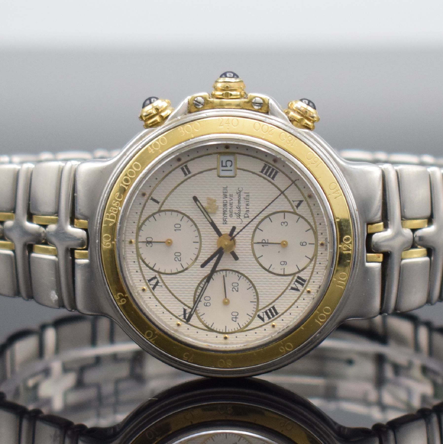 Detail a: RAYMOND WEIL Armbandchronograph Modellserie Parsifal Referenz 7790, Schweiz um 1997, Automatik, Edelstahl/Gold kombiniert inkl. Gliederband m. dopp. ...