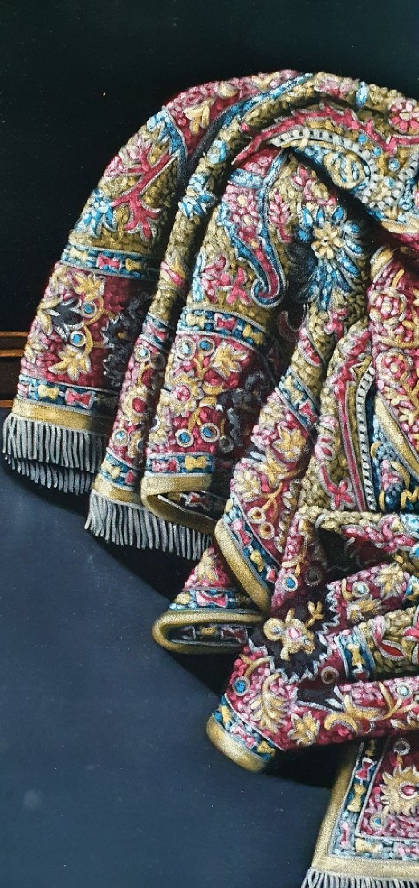 Detail a: Parinaz Bajalanlou, geb. 1985, zeitgenössische iranische Künstlerin, lebt und arbeitet in der Türkei, hier: Teppich, Öl auf schwarzem Samt, ca. ...