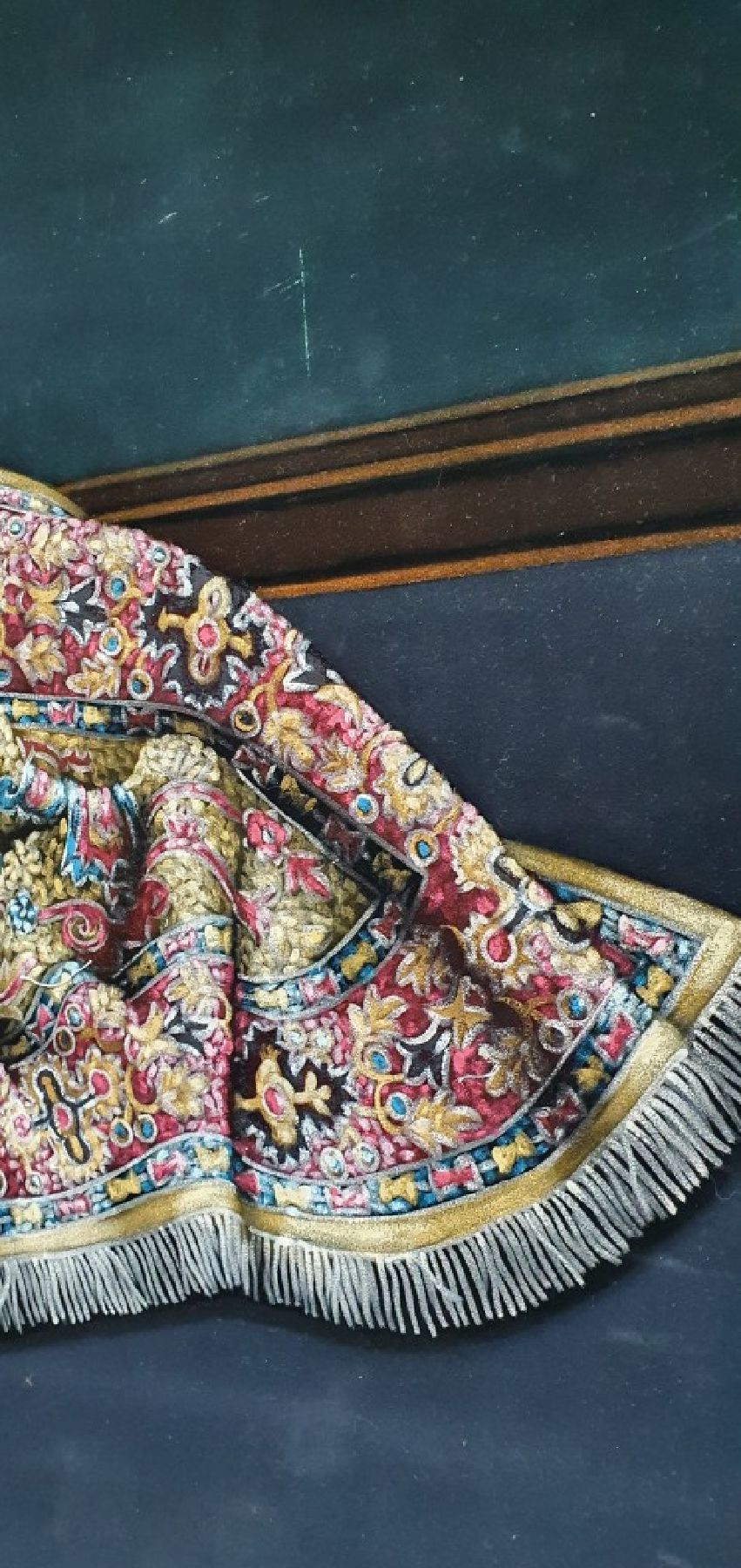 Detail g: Parinaz Bajalanlou, geb. 1985, zeitgenössische iranische Künstlerin, lebt und arbeitet in der Türkei, hier: Teppich, Öl auf schwarzem Samt, ca. ...