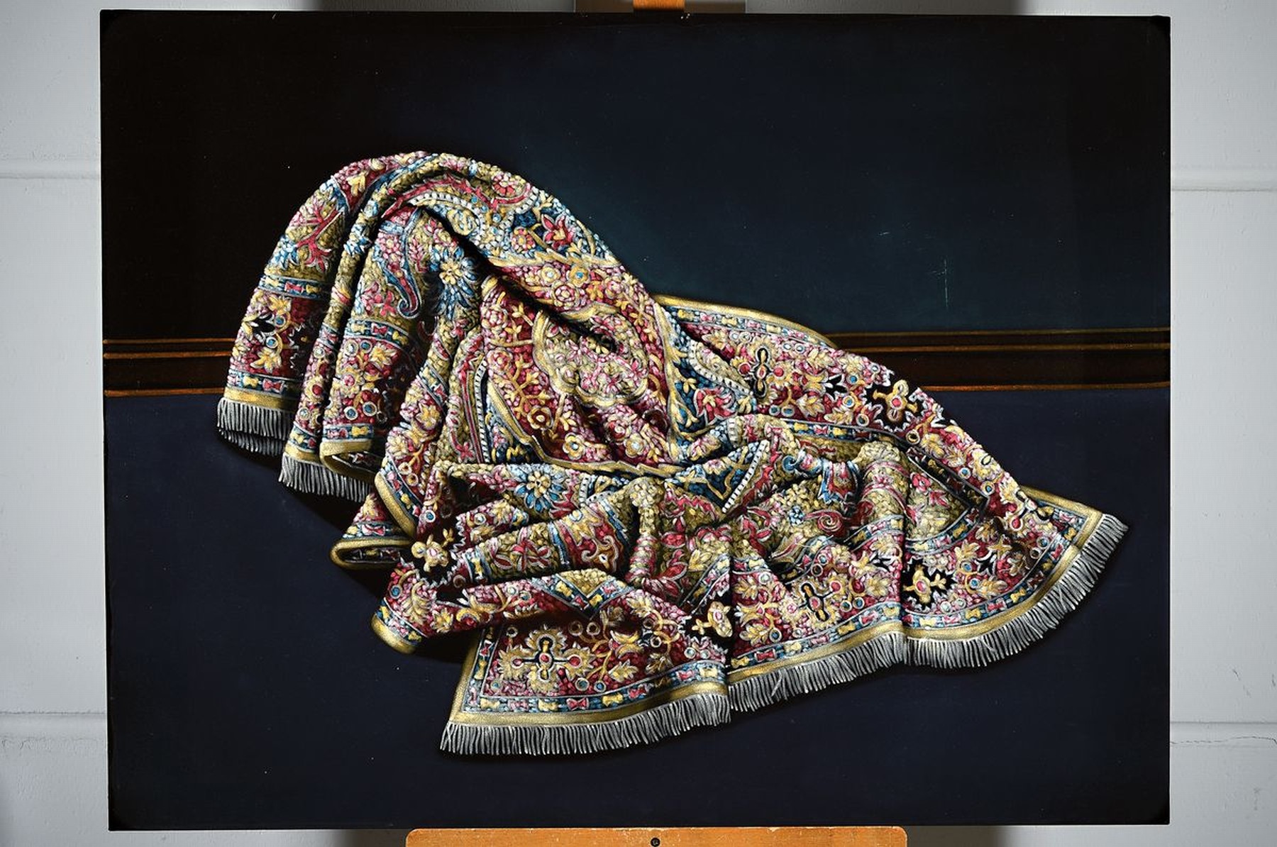 Detail k: Parinaz Bajalanlou, geb. 1985, zeitgenössische iranische Künstlerin, lebt und arbeitet in der Türkei, hier: Teppich, Öl auf schwarzem Samt, ca. ...