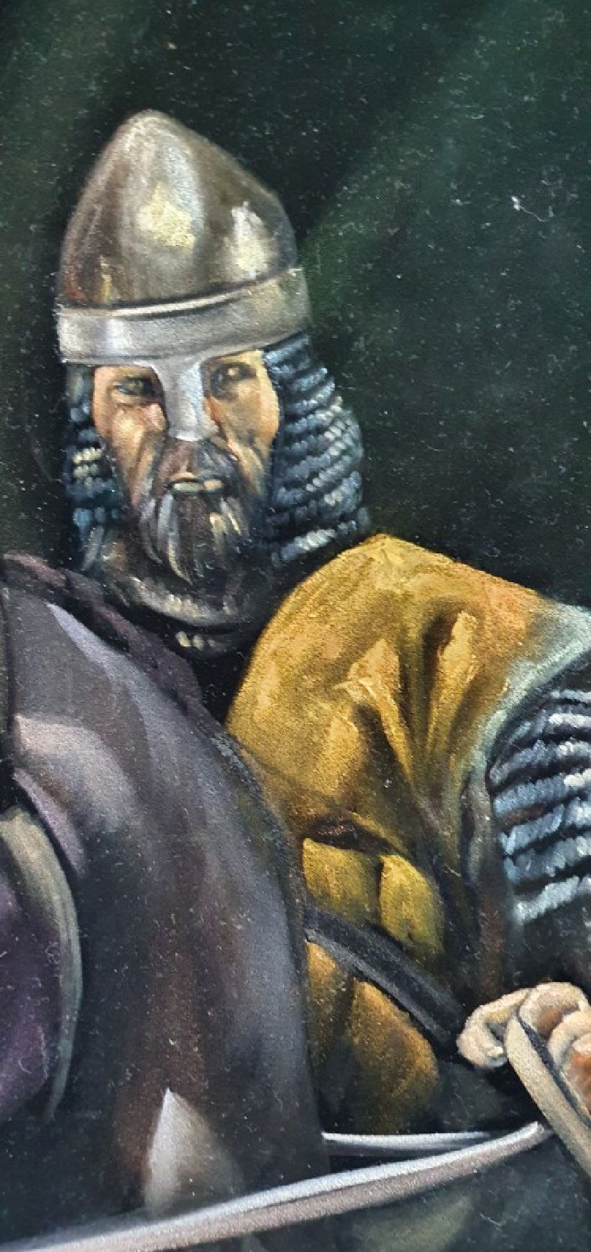 Detail b: Parinaz Bajalanlou, geb. 1985, zeitgenössische iranische Künstlerin, lebt und arbeitet in der Türkei, hier: Reiter in Rüstung, Öl/ schwarzem ...