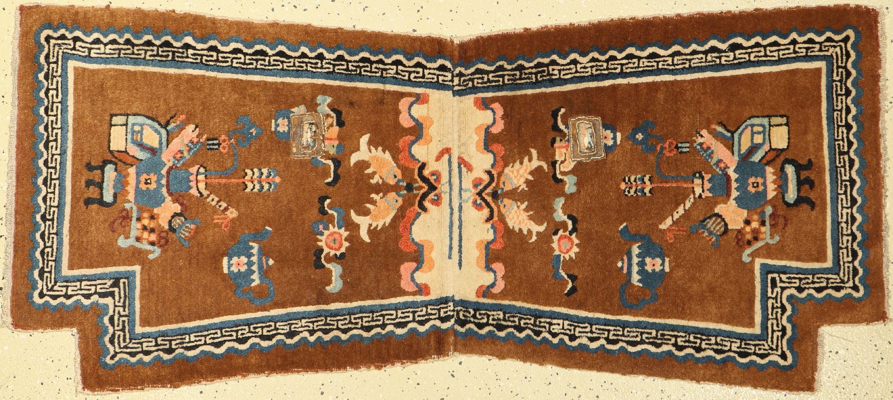 Sattelauflage antik, China, 19, Jhd, Wolle auf Baumwolle, ca. 143 x 64 cm, EHZ: 2-3