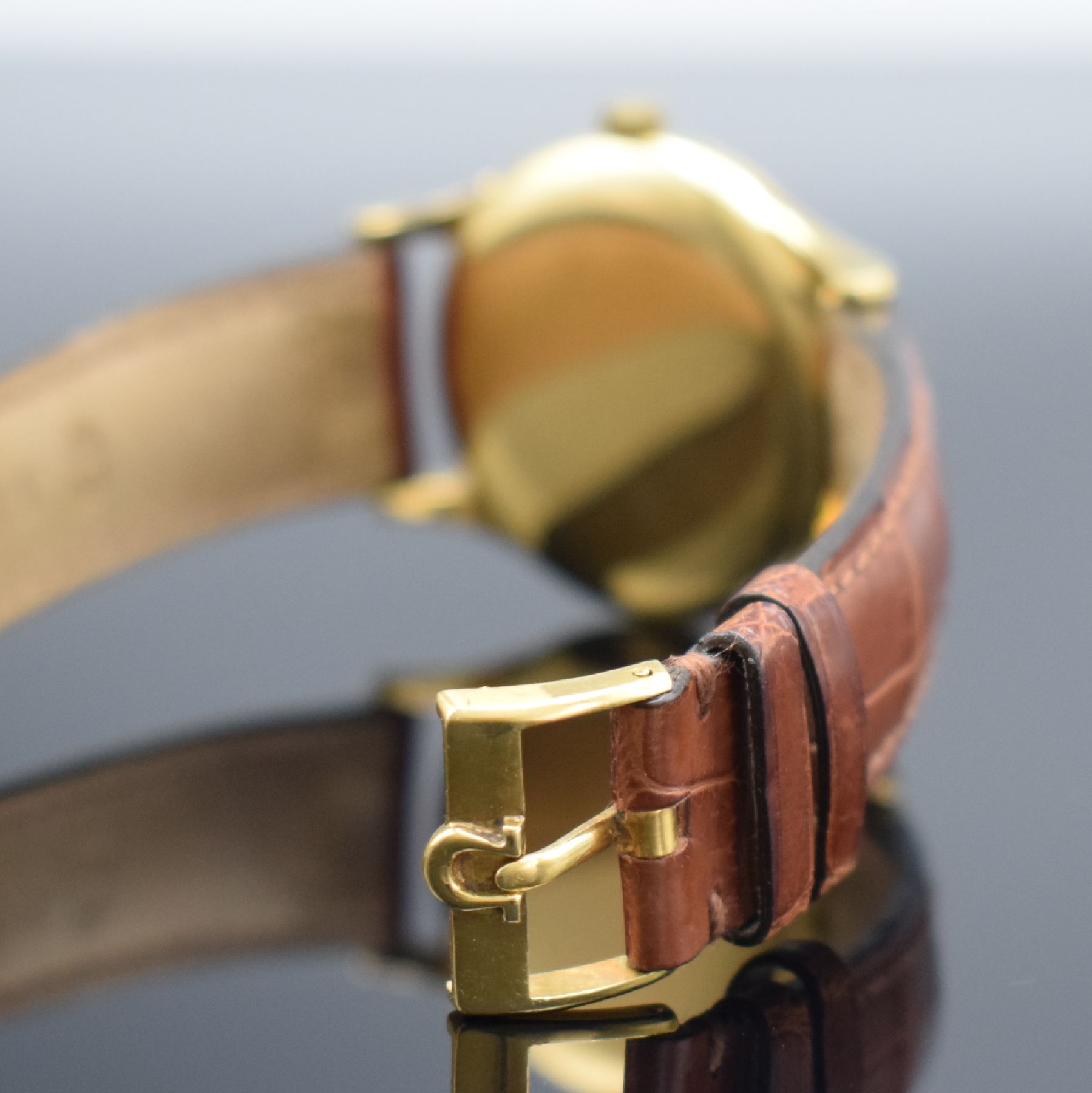 Detail b: OMEGA "Centenary" Chronometer sehr seltene Herrenarmbanduhr in GG 750/000, Schweiz um 1948, Hammerautomatik, Sonderausführung zum 100. ...