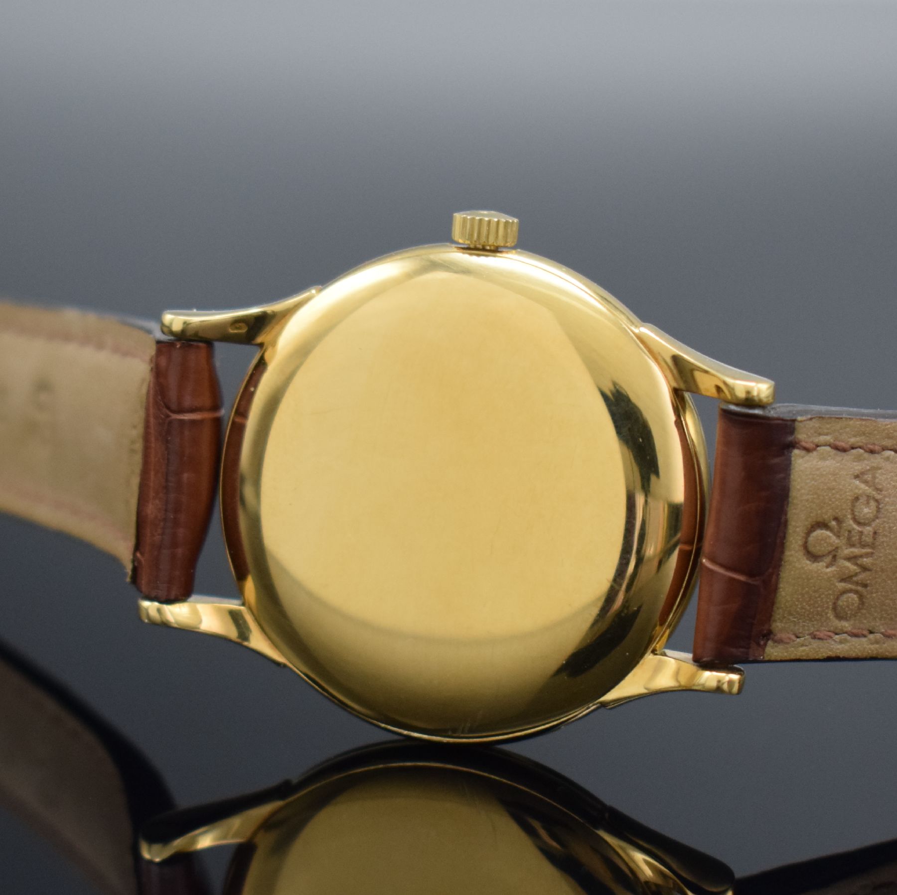 Detail d: OMEGA "Centenary" Chronometer sehr seltene Herrenarmbanduhr in GG 750/000, Schweiz um 1948, Hammerautomatik, Sonderausführung zum 100. ...