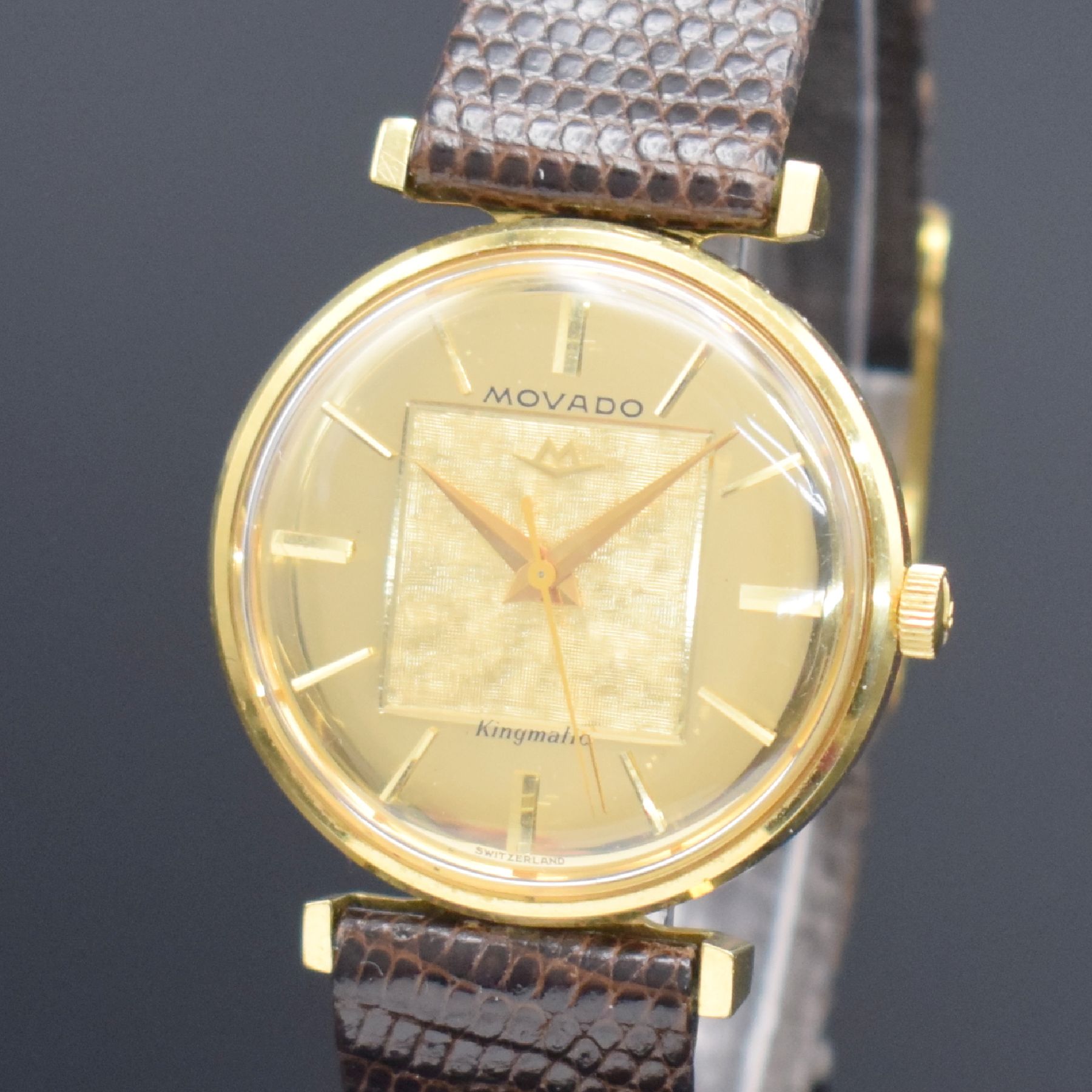 Detail a: MOVADO Kingmatic Sub Sea seltene Armbanduhr in GG 750/000 Referenz 5141, Schweiz um 1960, Automatik, 2-teil. Gehäuse, Boden geschr., ausgefallene ...