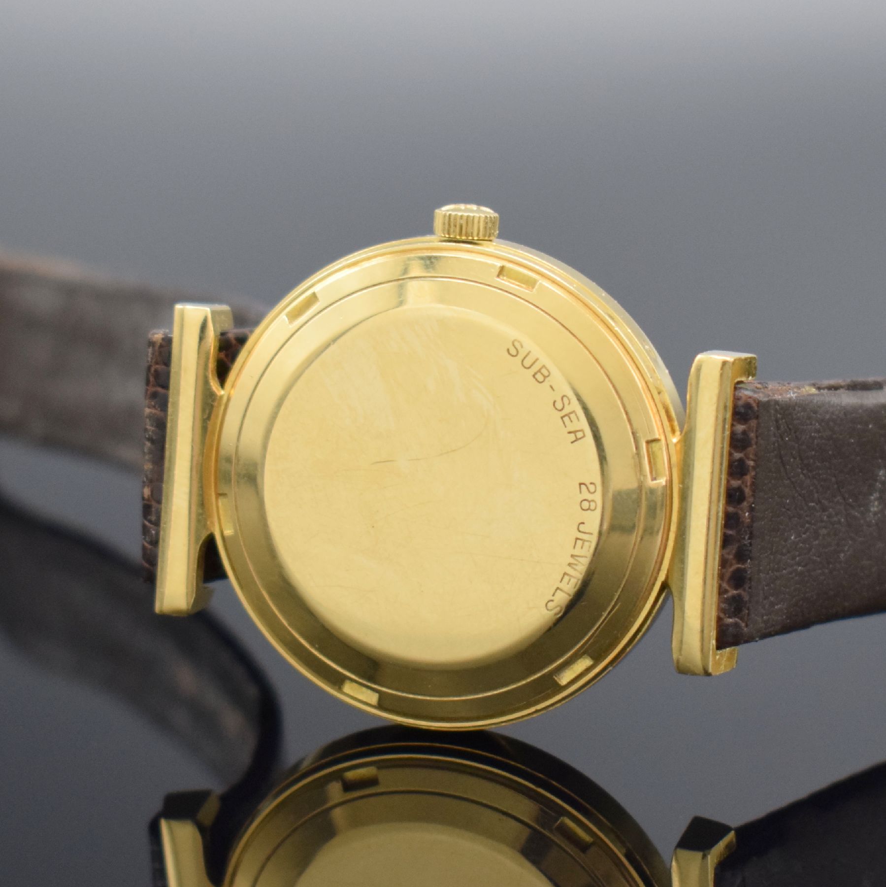 Detail c: MOVADO Kingmatic Sub Sea seltene Armbanduhr in GG 750/000 Referenz 5141, Schweiz um 1960, Automatik, 2-teil. Gehäuse, Boden geschr., ausgefallene ...