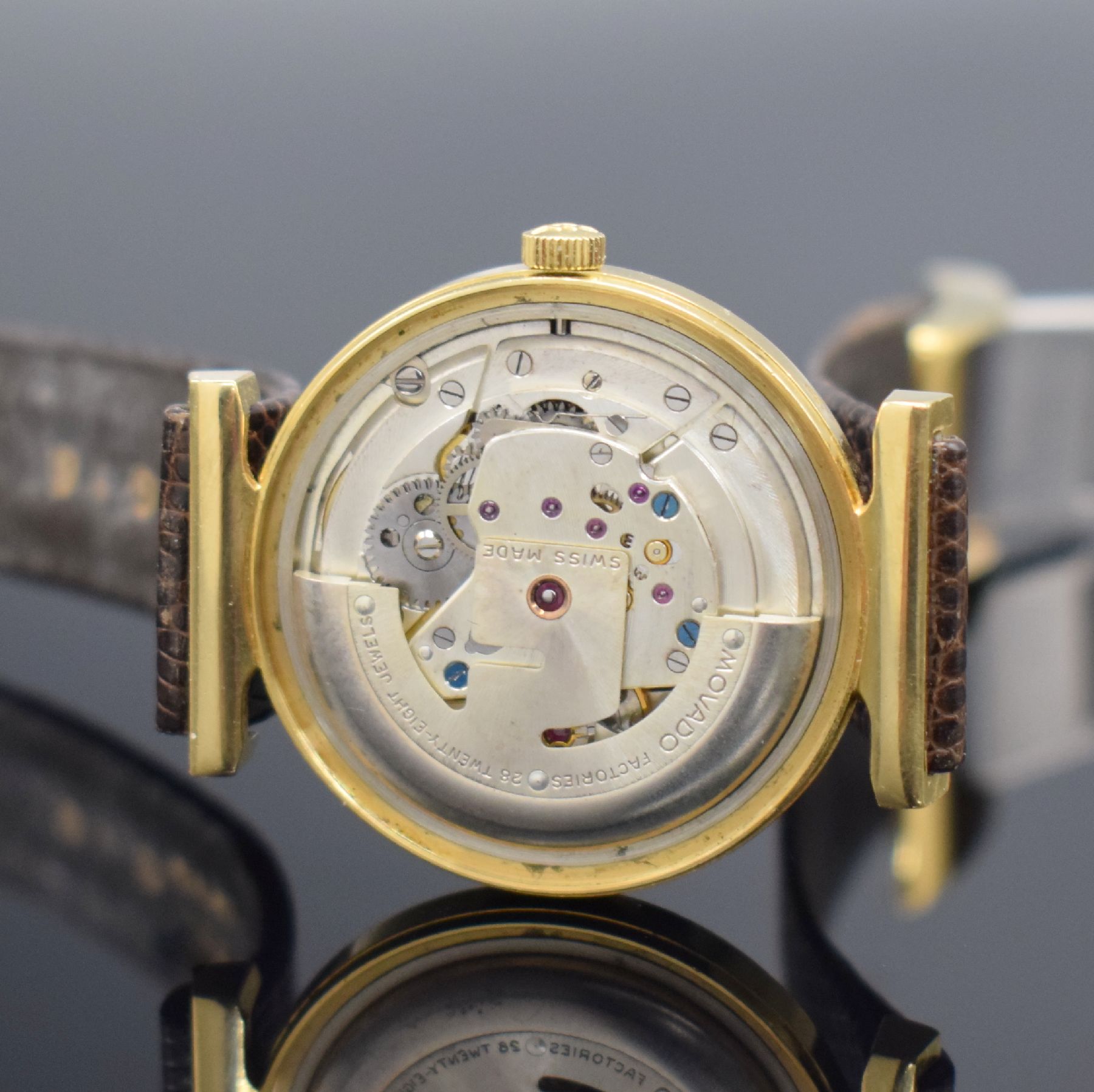 Detail d: MOVADO Kingmatic Sub Sea seltene Armbanduhr in GG 750/000 Referenz 5141, Schweiz um 1960, Automatik, 2-teil. Gehäuse, Boden geschr., ausgefallene ...