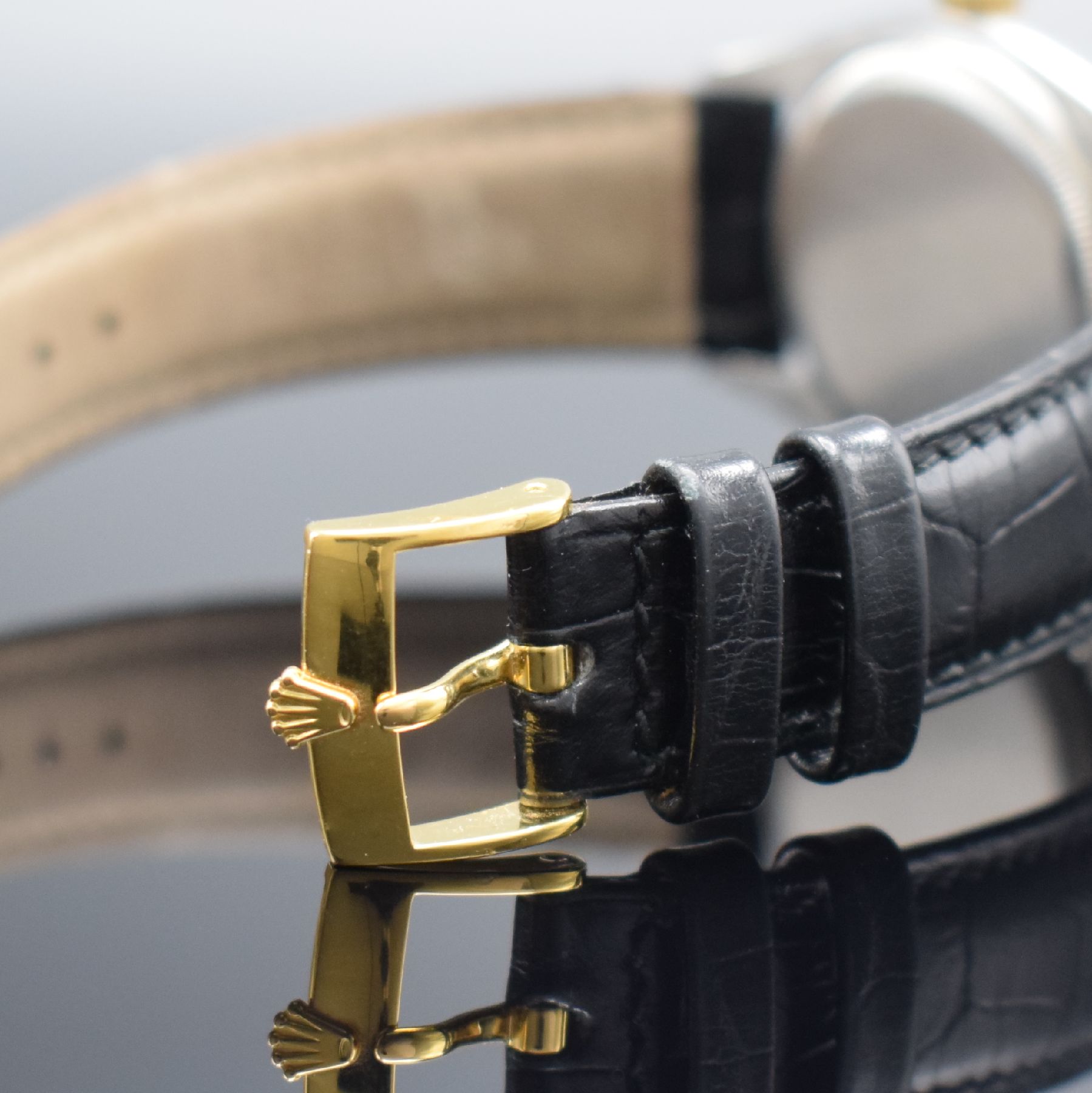 Detail d: ROLEX Zephyr seltene Herrenarmbanduhr, Schweiz lt. Bodenstempel 4. Quartal 1957, Automatik, Ref. 6582, Chronometer der Superlative in Edelstahl/Gold, ...