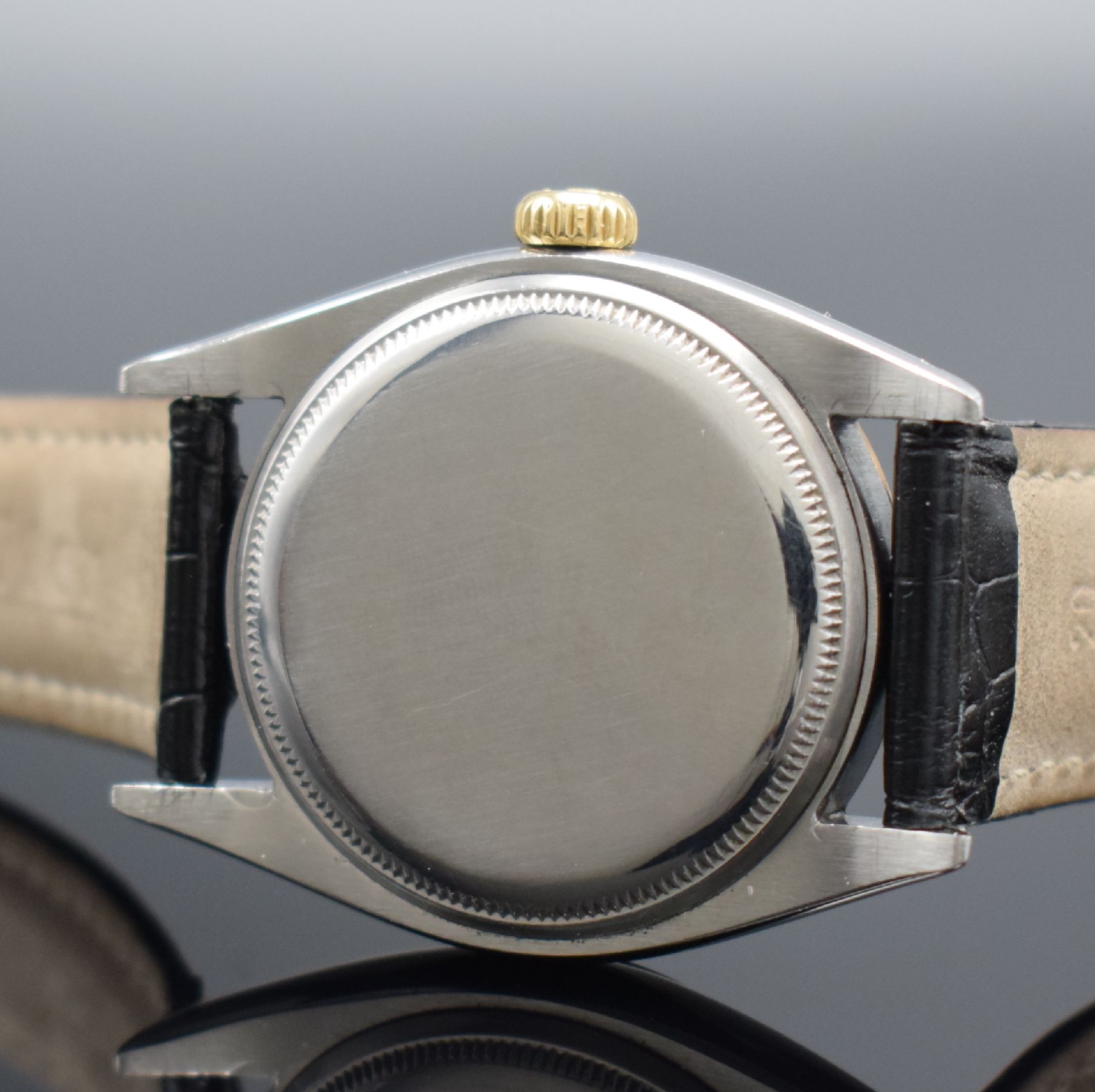 Detail g: ROLEX Zephyr seltene Herrenarmbanduhr, Schweiz lt. Bodenstempel 4. Quartal 1957, Automatik, Ref. 6582, Chronometer der Superlative in Edelstahl/Gold, ...