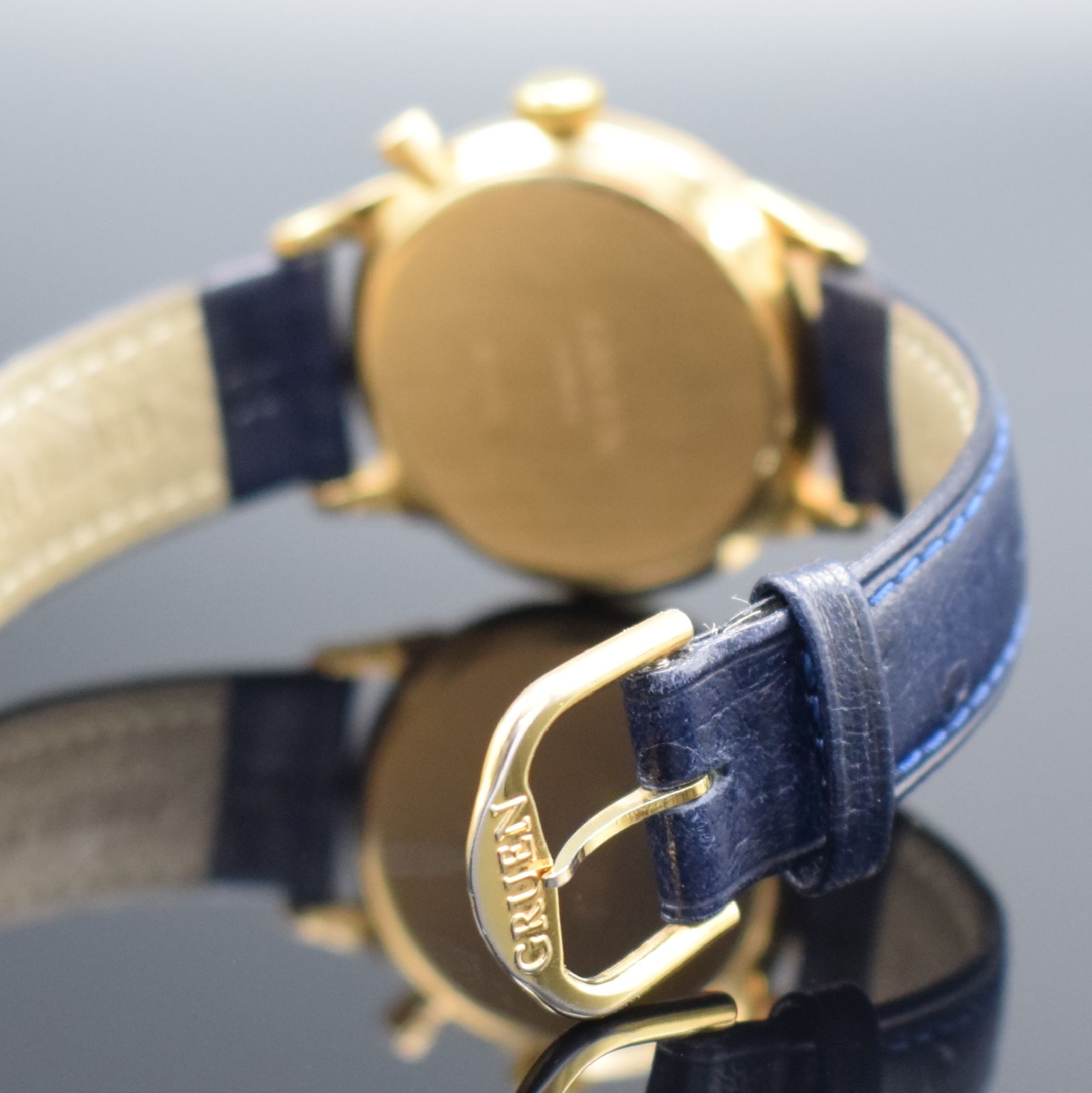 Detail b: GRUEN Chrono-Timer seltene auf 15 Stück limitierte Herrenarmbanduhr mit Chronograph in RoseG 750/000 Schweiz, Gehäuse um 1985, Werk um 1940, ...