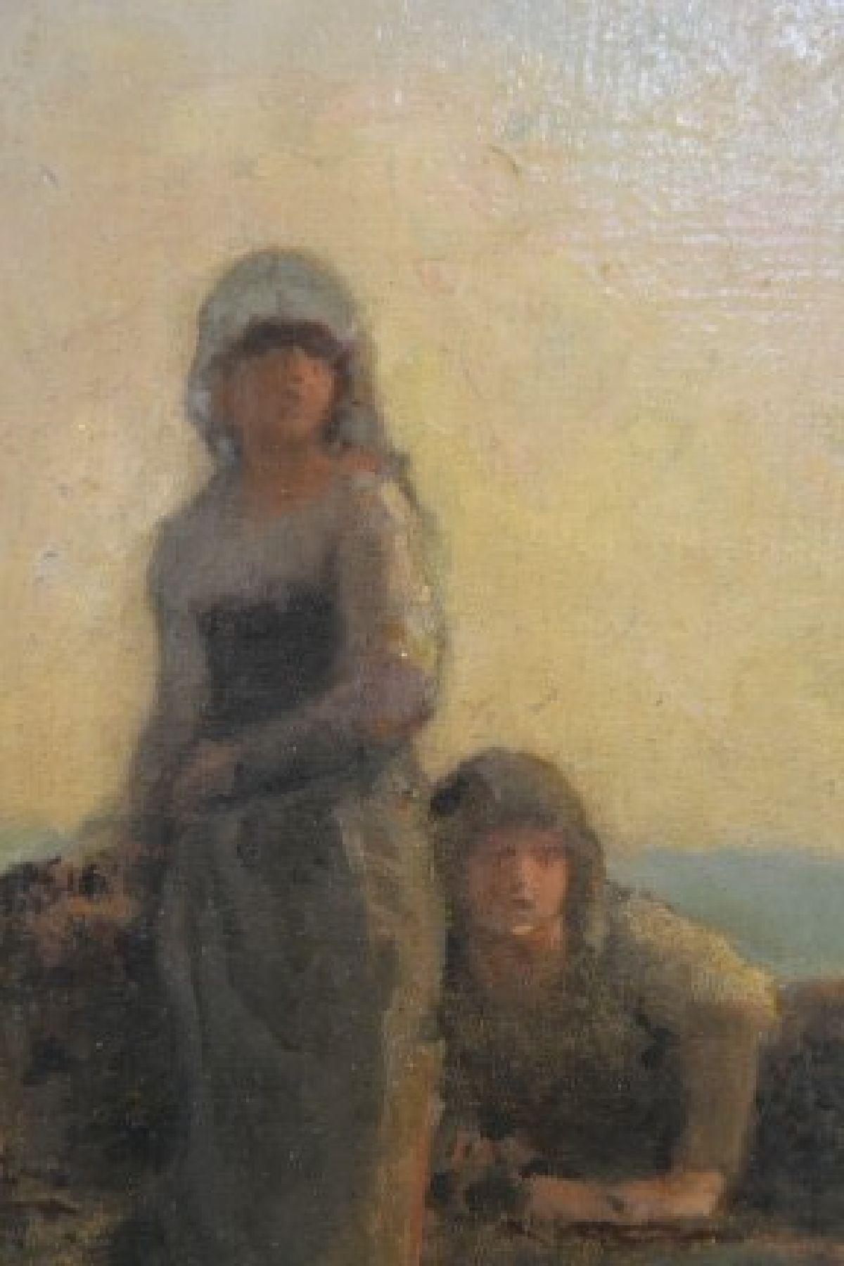 Detail e: Zuschreibung: Adolf Hiremy-Hirschl, 1860 Temeschwar-1933 Rom o. Wien, Ausbildung an der Akademie Wien, Rompreis 1882, hier: wohl Krabbenleserinnen am ...