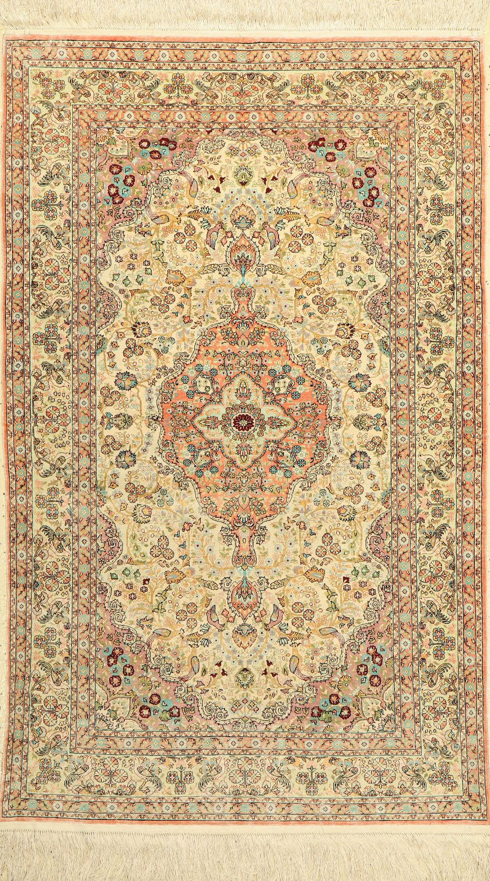 Hereke Seide fein, China, ca. 40 Jahre, reine Naturseide, ca. 152 x 94 cm, ca. 1,0 Mio. Kn/qm, EHZ: 2