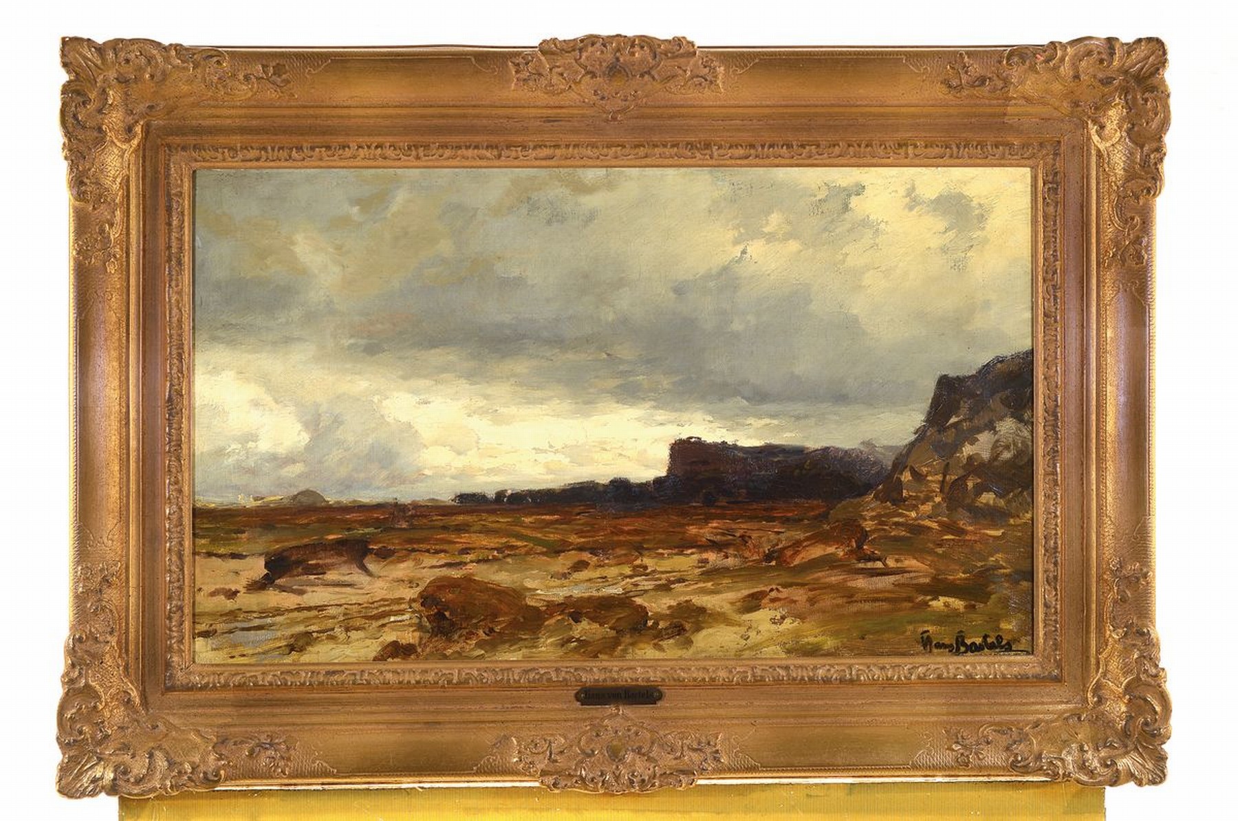 Detail k: Hans von Bartels, 1856 Hamburg-1913 München, Weite Landschaft bei aufziehenden Gewitter, Öl/Lwd, rechts unten signiert, ca. 40x68cm, R. ca. 58x86cm