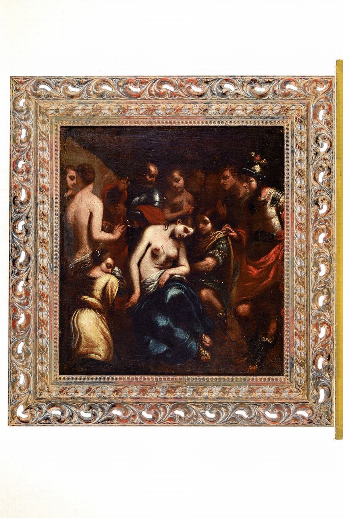 Detail k: Zuschreibung: Guido Cagnacci, 1601-1681, Der Tod der Cleopatra, Öl/Lwd, doubliert, restauriert mit Retuschen aus mehreren Epochen, rührende, ...