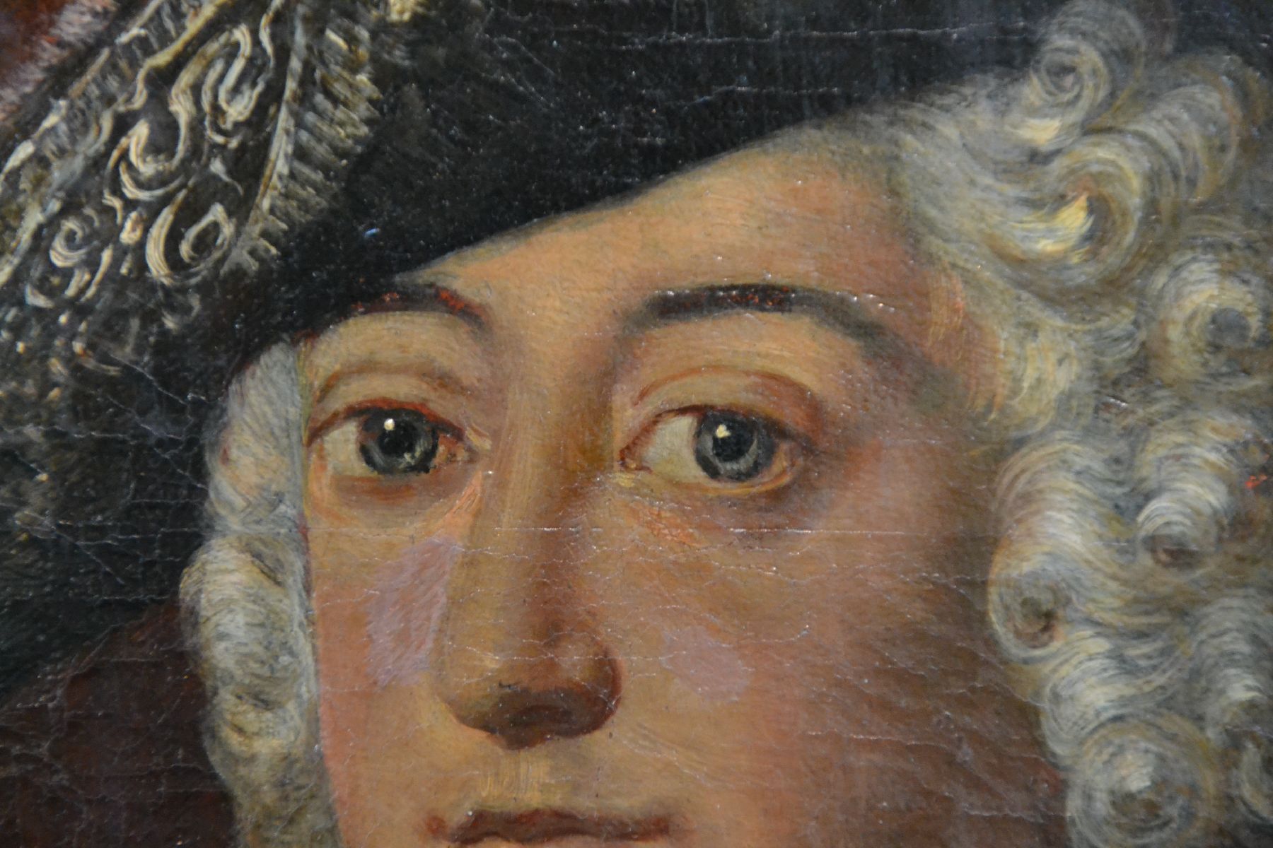 Detail b: Unbekannter Künstler des 18.Jh., Herrscherporträt: Friedrich II. der Große von Preußen, repräsentative Darstellung in ikonischer Pose, ...