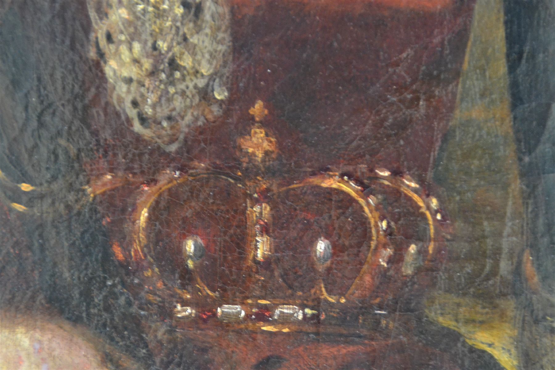 Detail c: Unbekannter Künstler des 18.Jh., Herrscherporträt: Friedrich II. der Große von Preußen, repräsentative Darstellung in ikonischer Pose, ...