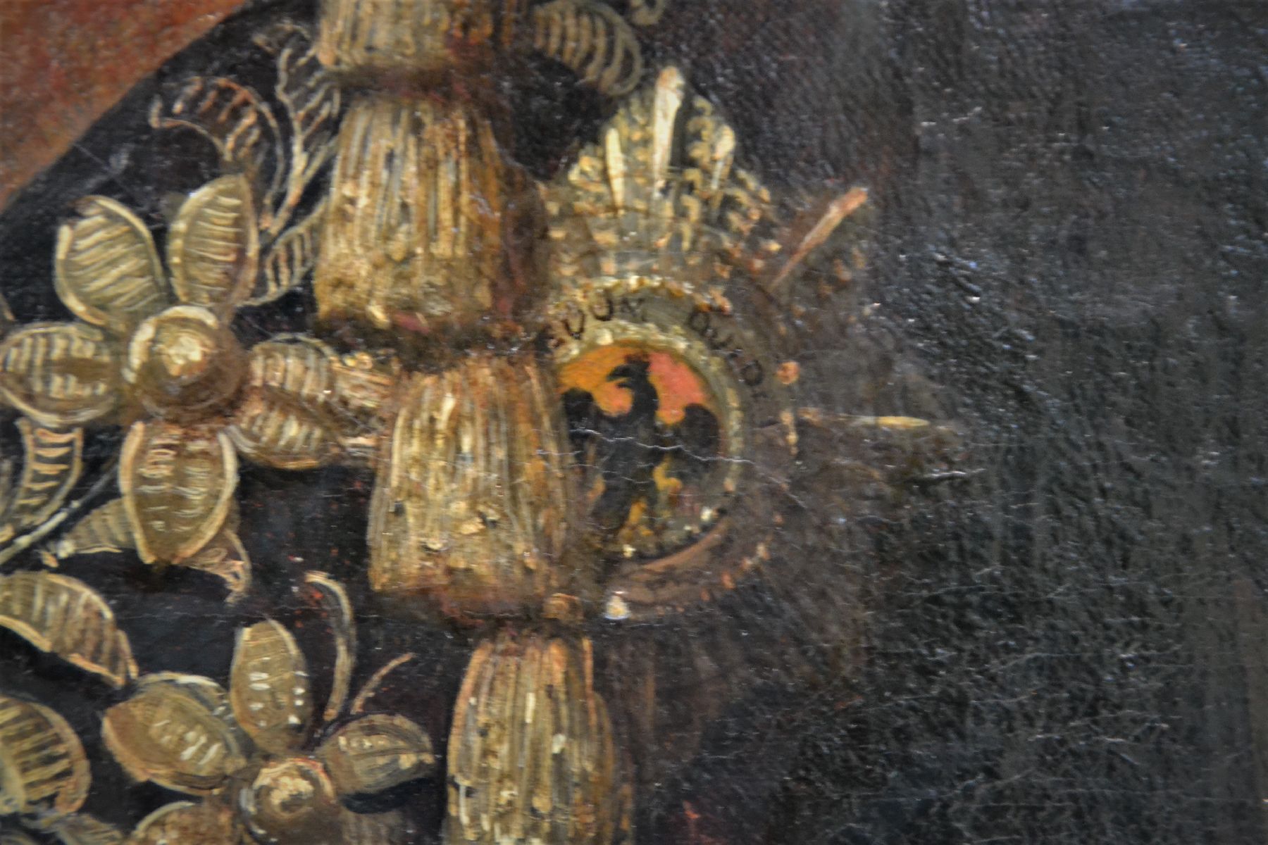 Detail d: Unbekannter Künstler des 18.Jh., Herrscherporträt: Friedrich II. der Große von Preußen, repräsentative Darstellung in ikonischer Pose, ...