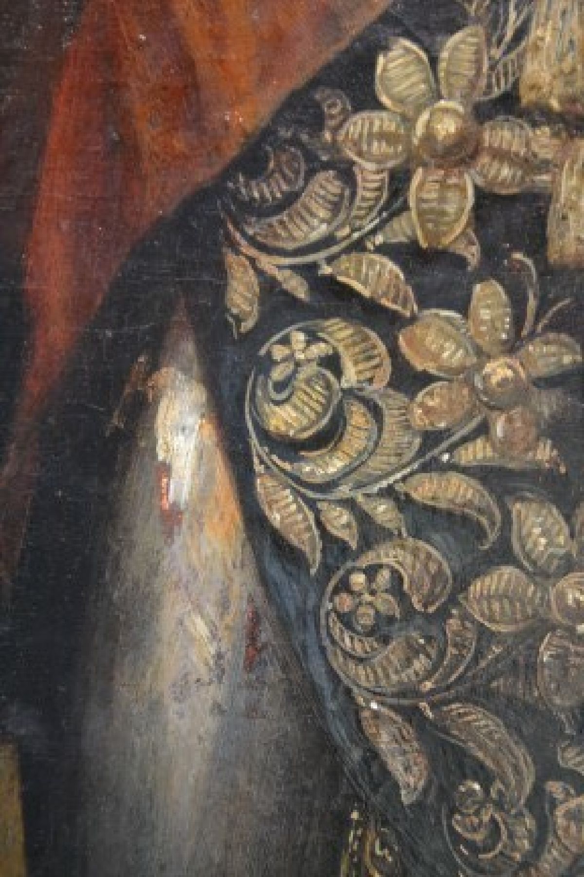 Detail h: Unbekannter Künstler des 18.Jh., Herrscherporträt: Friedrich II. der Große von Preußen, repräsentative Darstellung in ikonischer Pose, ...