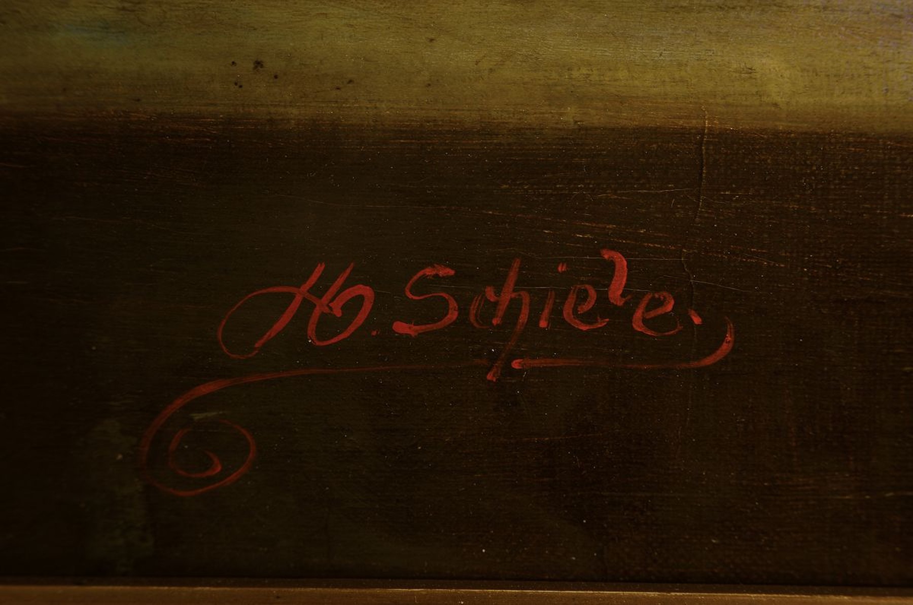 Detail a: H.O. Schiele, Unbekannter Künstler des 19.Jh., Stillleben mit Weintrauben und Pfirsischen, betont querformatig, rechts unten signiert, Öl/Lwd, ...