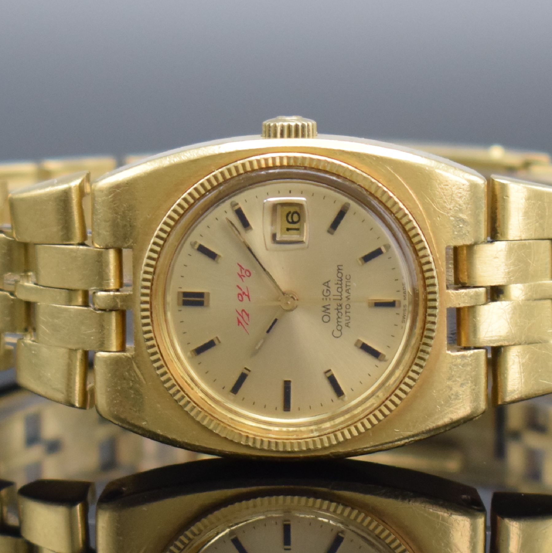Detail a: OMEGA Constellation "Kim Il-Sung" sehr seltene Damenarmbanduhr in GG 750/000 Referenz 568.0014, Schweiz um 1975, Automatik, schweres ...
