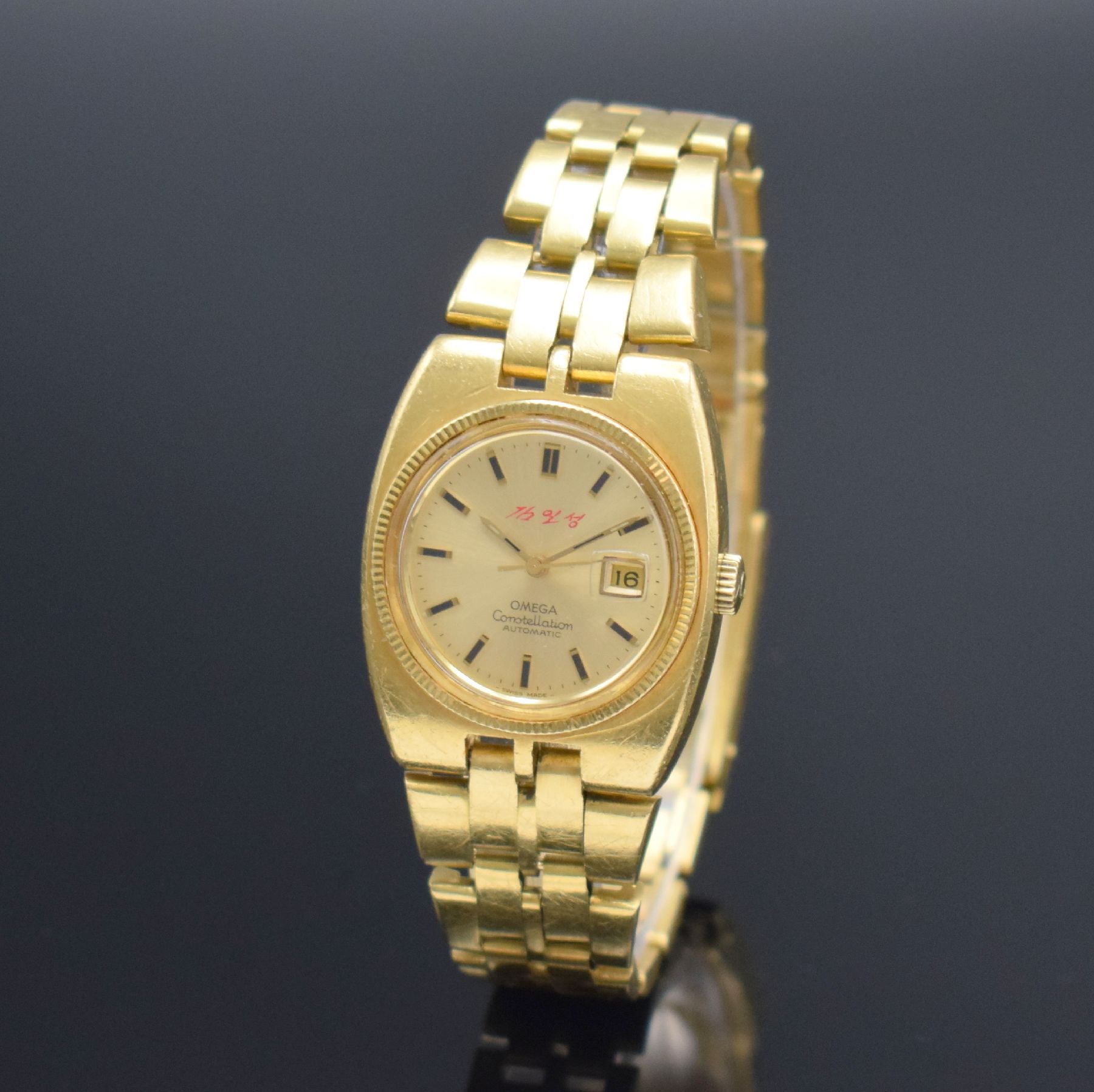 Detail b: OMEGA Constellation "Kim Il-Sung" sehr seltene Damenarmbanduhr in GG 750/000 Referenz 568.0014, Schweiz um 1975, Automatik, schweres ...