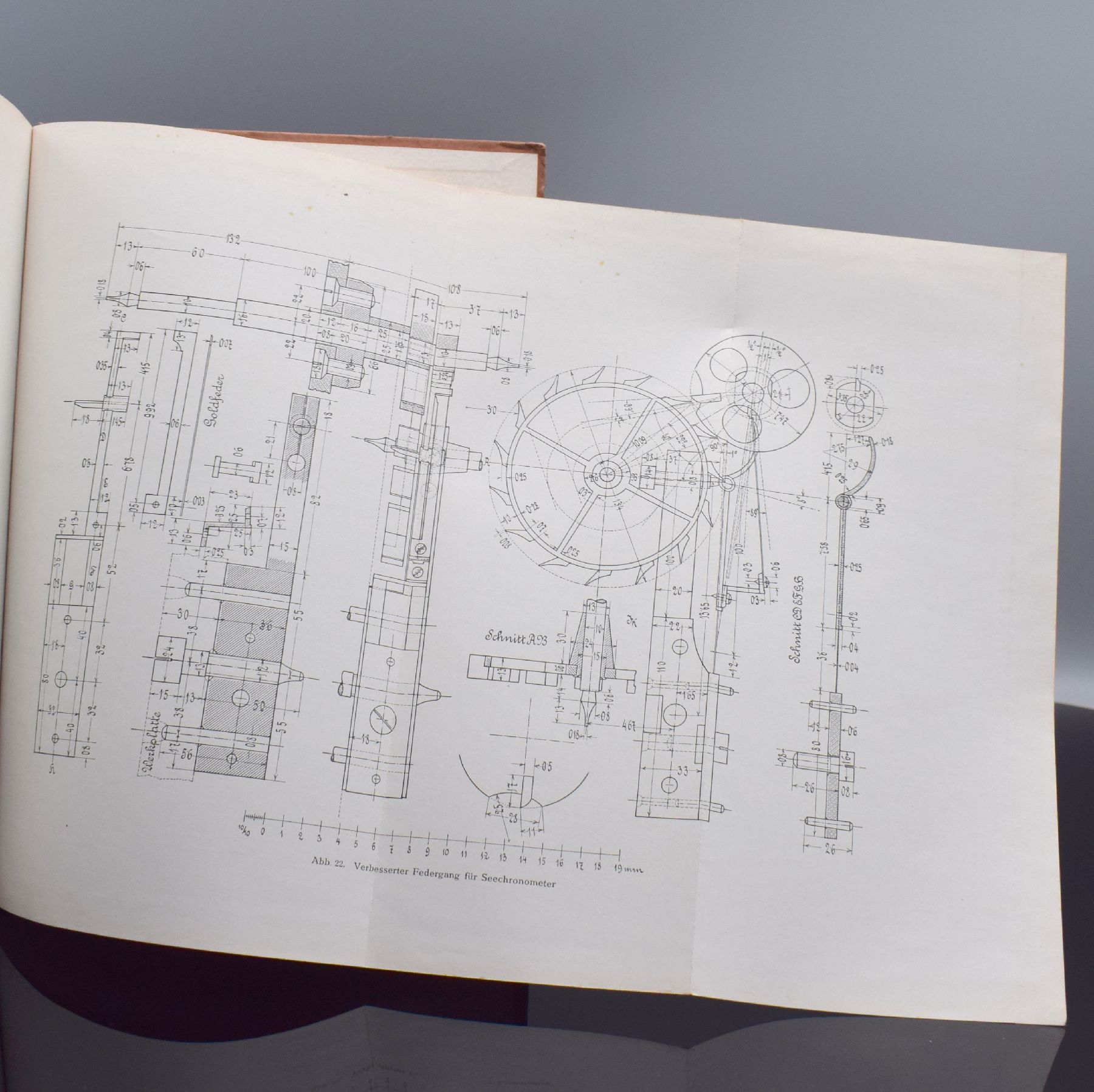 Detail f: MORITZ GROSSMANN "Der freie Ankergang für Uhren" Atlas mit 20 Tafeln & 2 weitere Bücher, Glashütte 1866, grün-schwarz marmorierter ...