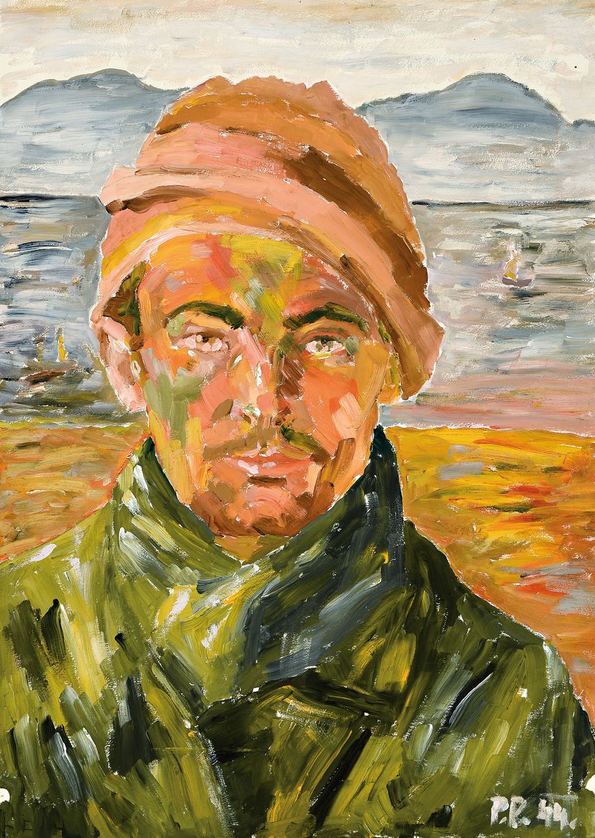 Rudolf Petrik, 1922-1992 Wien, Männerporträt, Gouache auf Papier, rechts unten monogr. und dat. 44, rückseitig Nachlaßstempel mit Werkverz.-Nr. ...