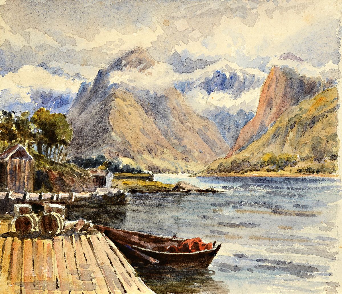 Zuschreibung: Charles Gilbert Heathcote, 1841-1913, 3 kleine Aquarelle auf Büttenpapier, ca. 12x18cm; 12x18cm; 18x20cm, versch. ...