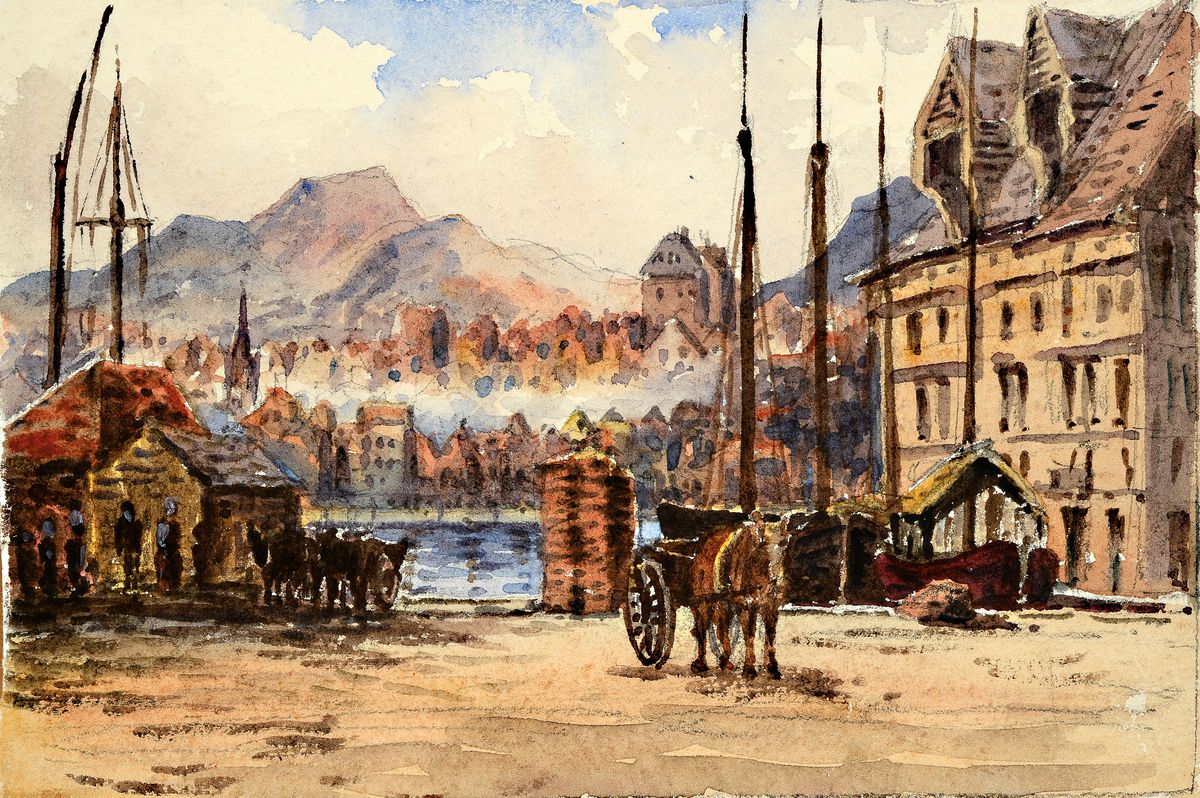 Detail b: Zuschreibung: Charles Gilbert Heathcote, 1841-1913, 3 kleine Aquarelle auf Büttenpapier, ca. 12x18cm; 12x18cm; 18x20cm, versch. ...