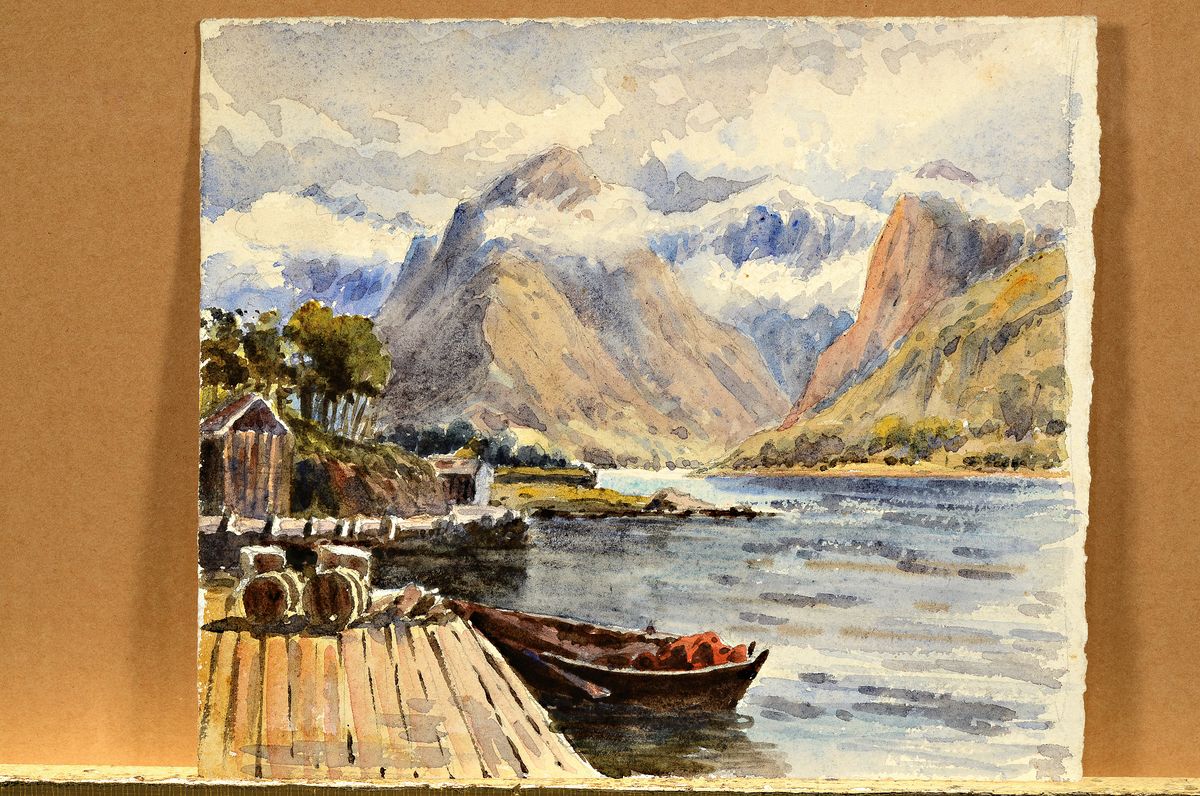 Detail k: Zuschreibung: Charles Gilbert Heathcote, 1841-1913, 3 kleine Aquarelle auf Büttenpapier, ca. 12x18cm; 12x18cm; 18x20cm, versch. ...