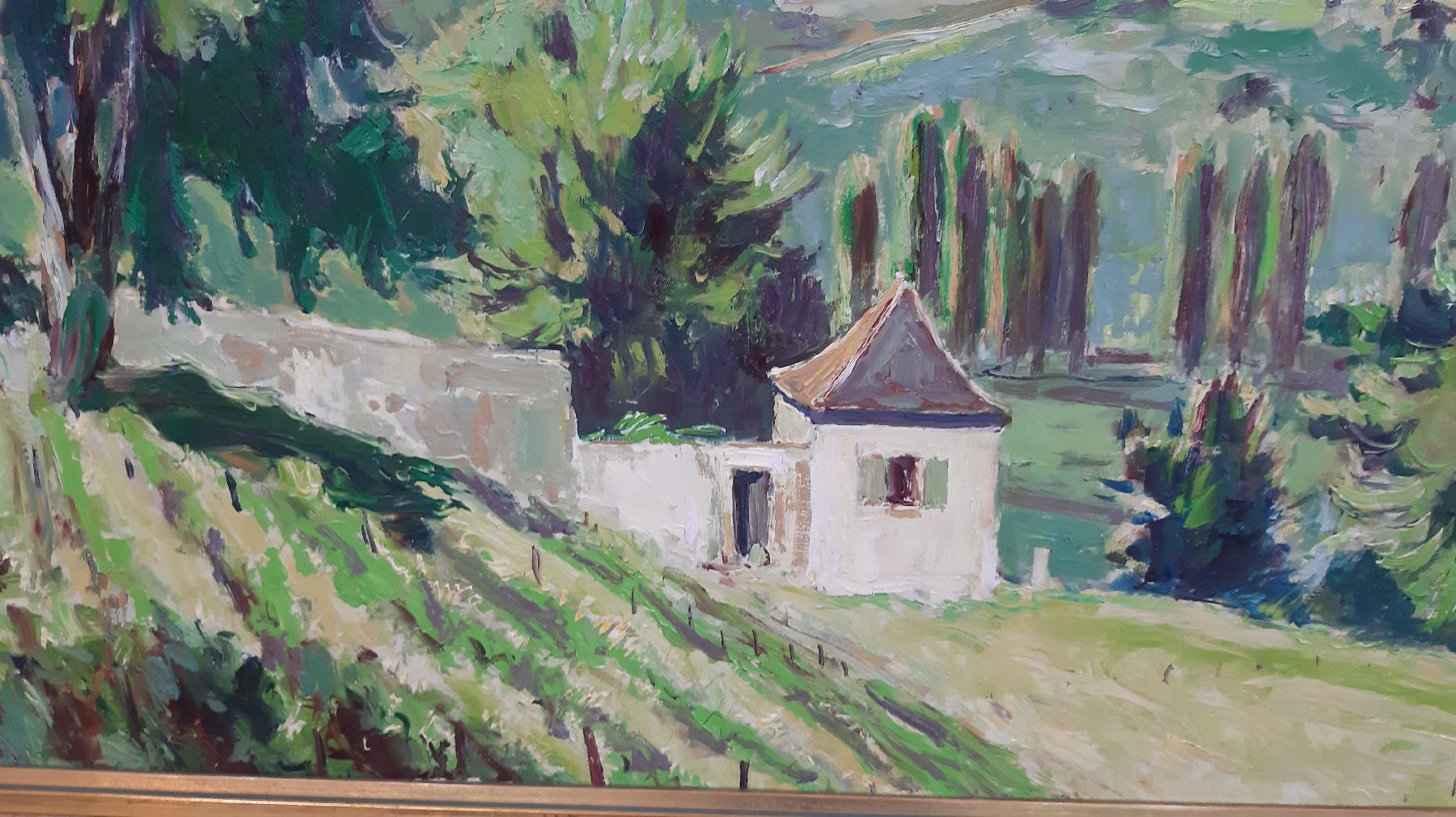 Detail e: Karl Graf, 1902 Rothenburg - 1986 Speyer, großformatige Ansicht Neuleiningens, rechts unten signiert, Rahmen l. best., 100x130 / 107x137 cm, ...