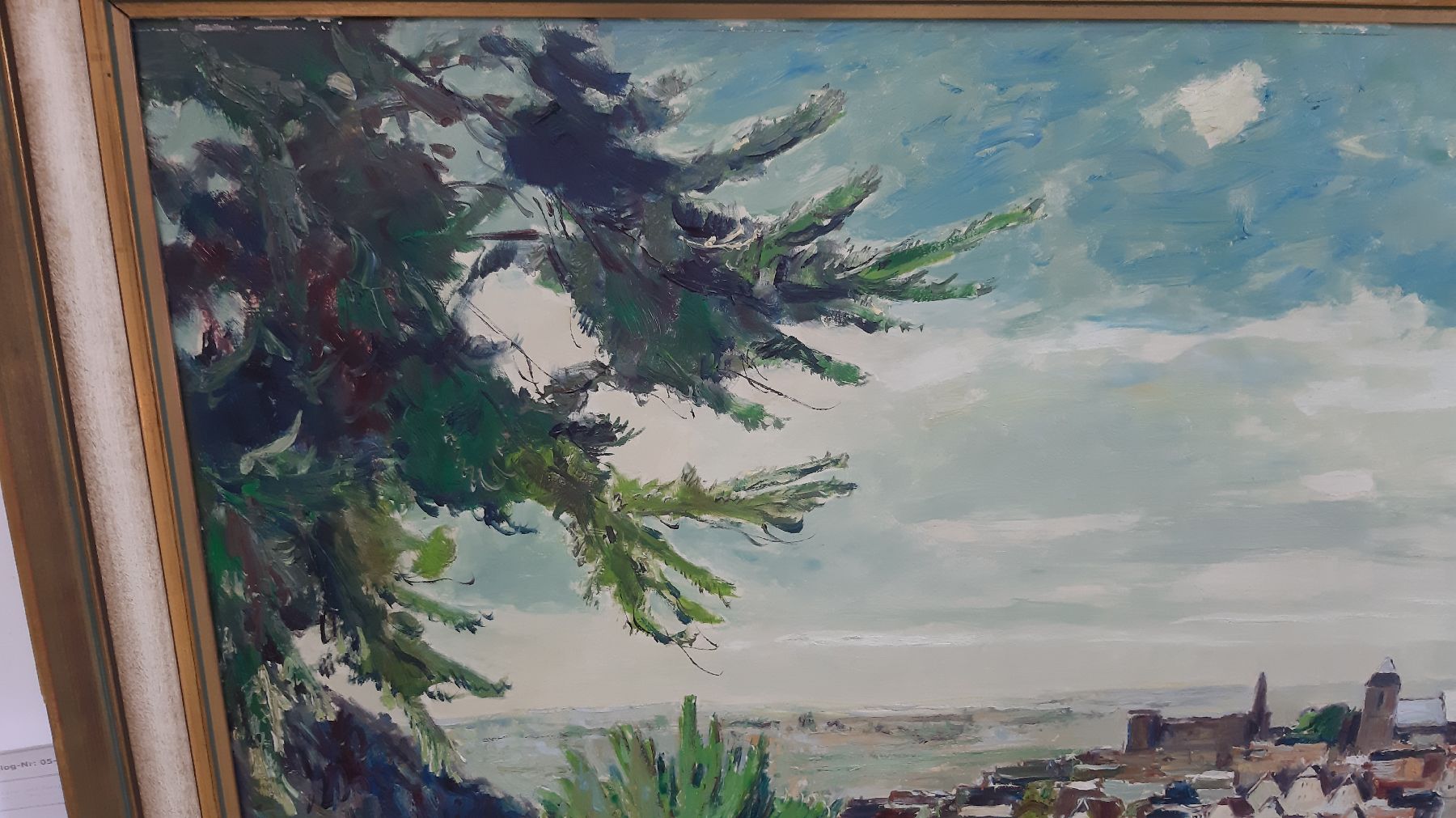 Detail f: Karl Graf, 1902 Rothenburg - 1986 Speyer, großformatige Ansicht Neuleiningens, rechts unten signiert, Rahmen l. best., 100x130 / 107x137 cm, ...