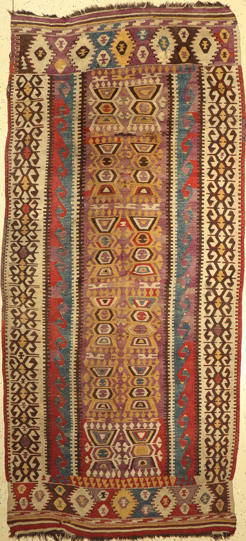 Anatolischer Kelim, Türkei, um 1900, Wolle auf Wolle, ca. 326 x 148 cm, EHZ: 3-4